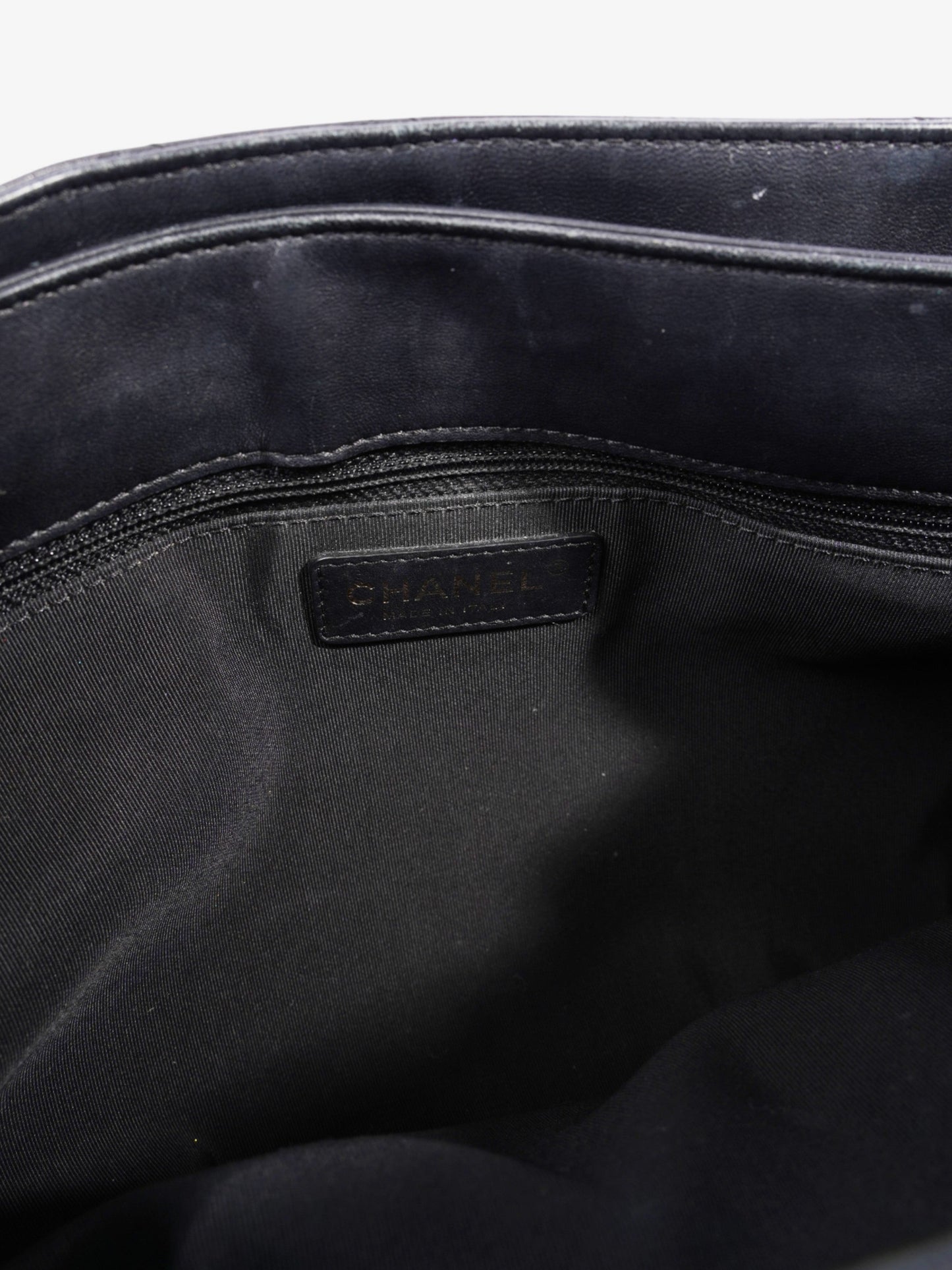 Chanel Shopping Bag Black Lambskin Leather Large