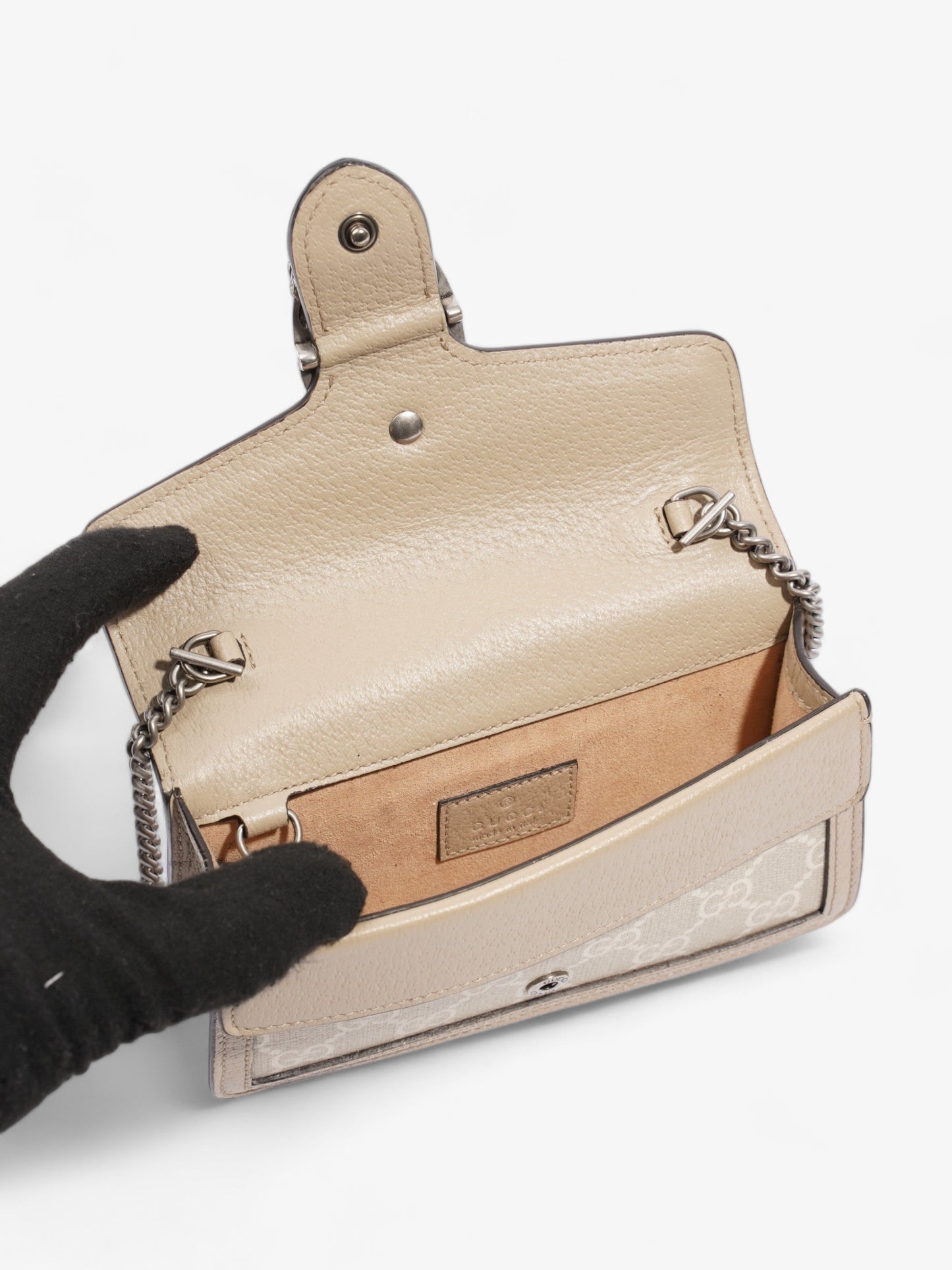 Gucci Super Mini Dionysus Beige and white GG Supreme Coated Canvas