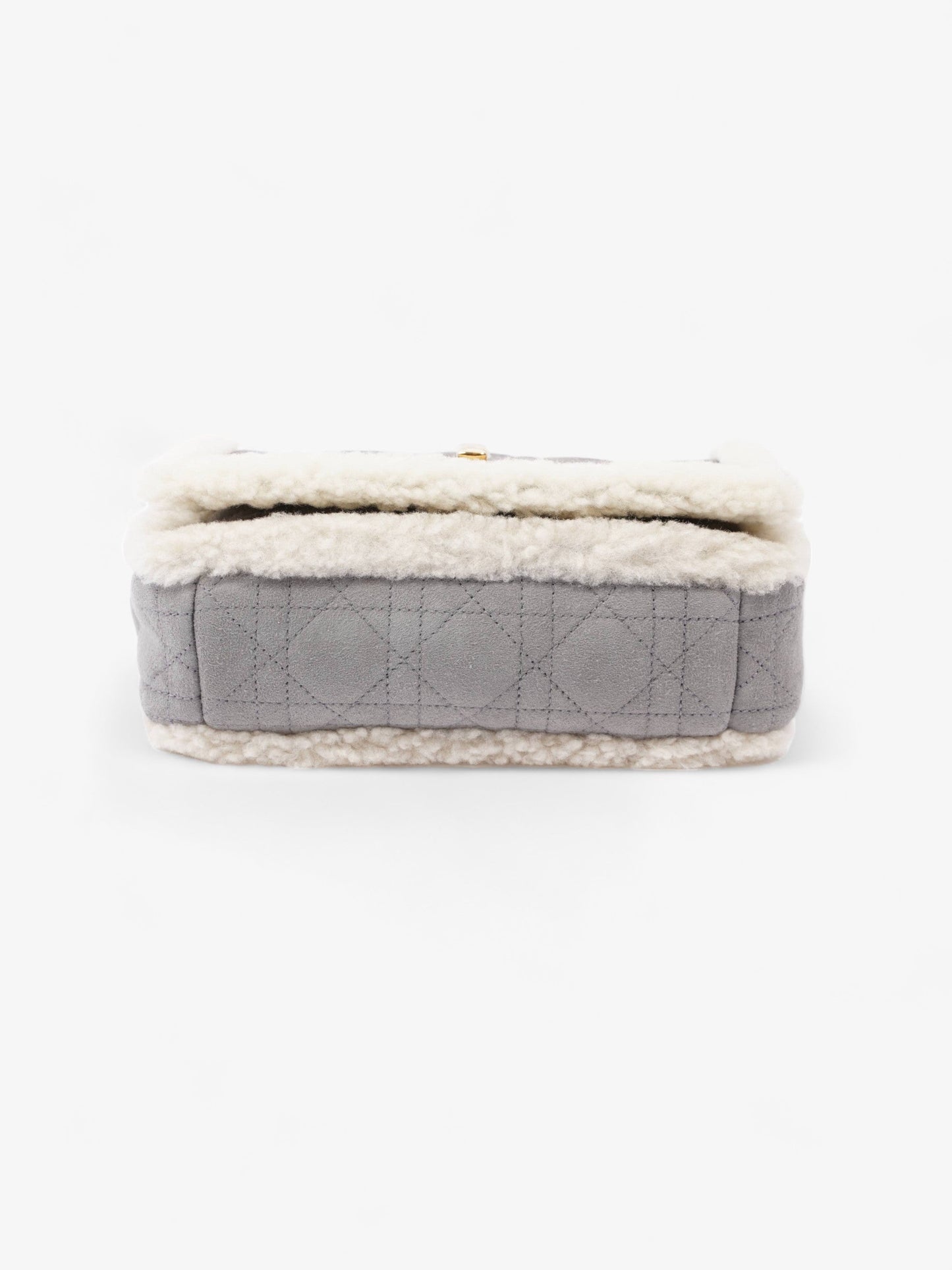 Christian Dior Small Caro Grey / Cream Shearling
