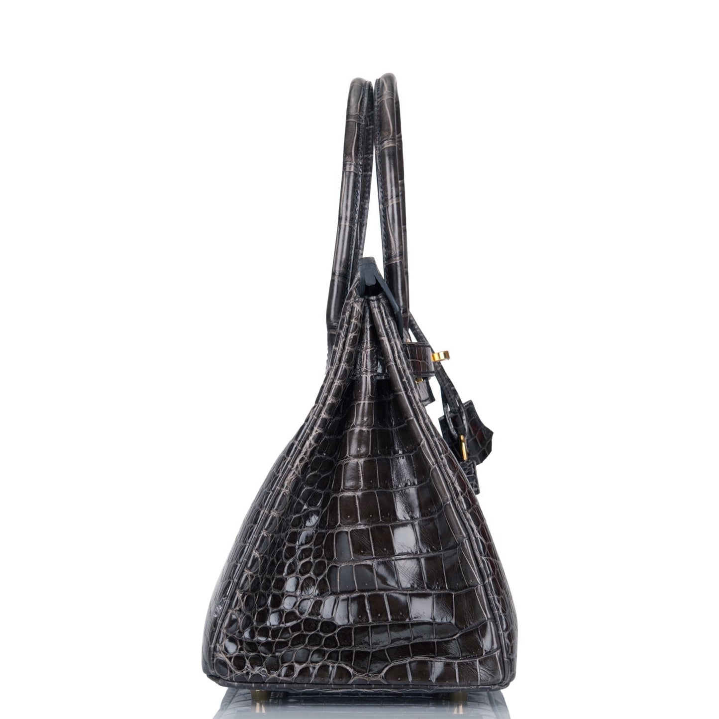 Hermes Birkin 30 Graphite Shiny Porosus Crocodile Gold Hardware