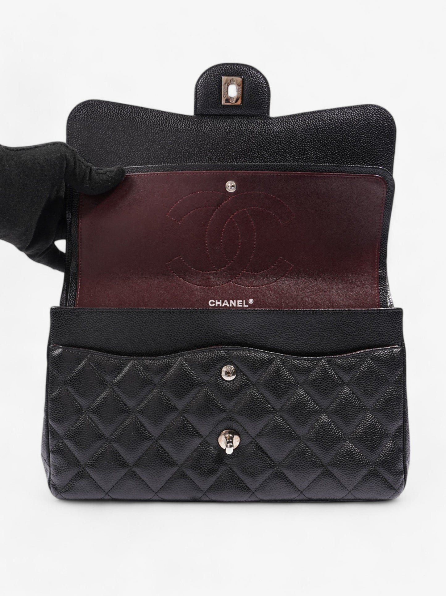 Chanel Classic Double Flap Black Caviar Leather Jumbo