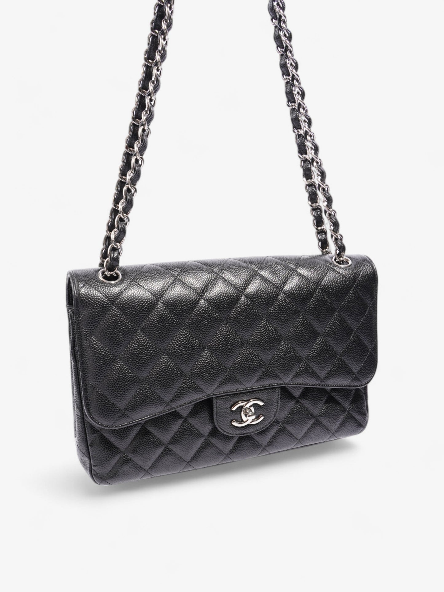 Chanel Classic Double Flap Black Caviar Leather Jumbo