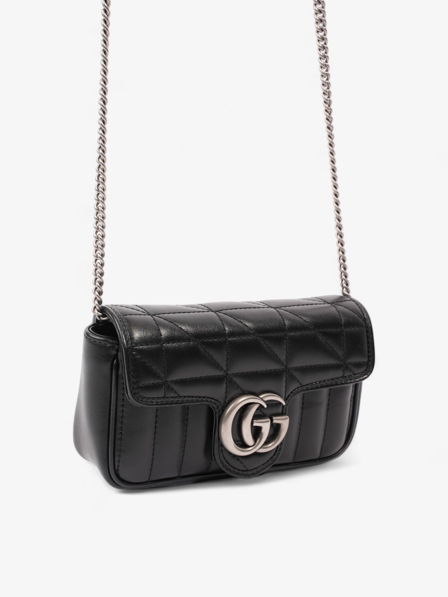 Gucci GG Marmont Black Matelasse Leather Super Mini