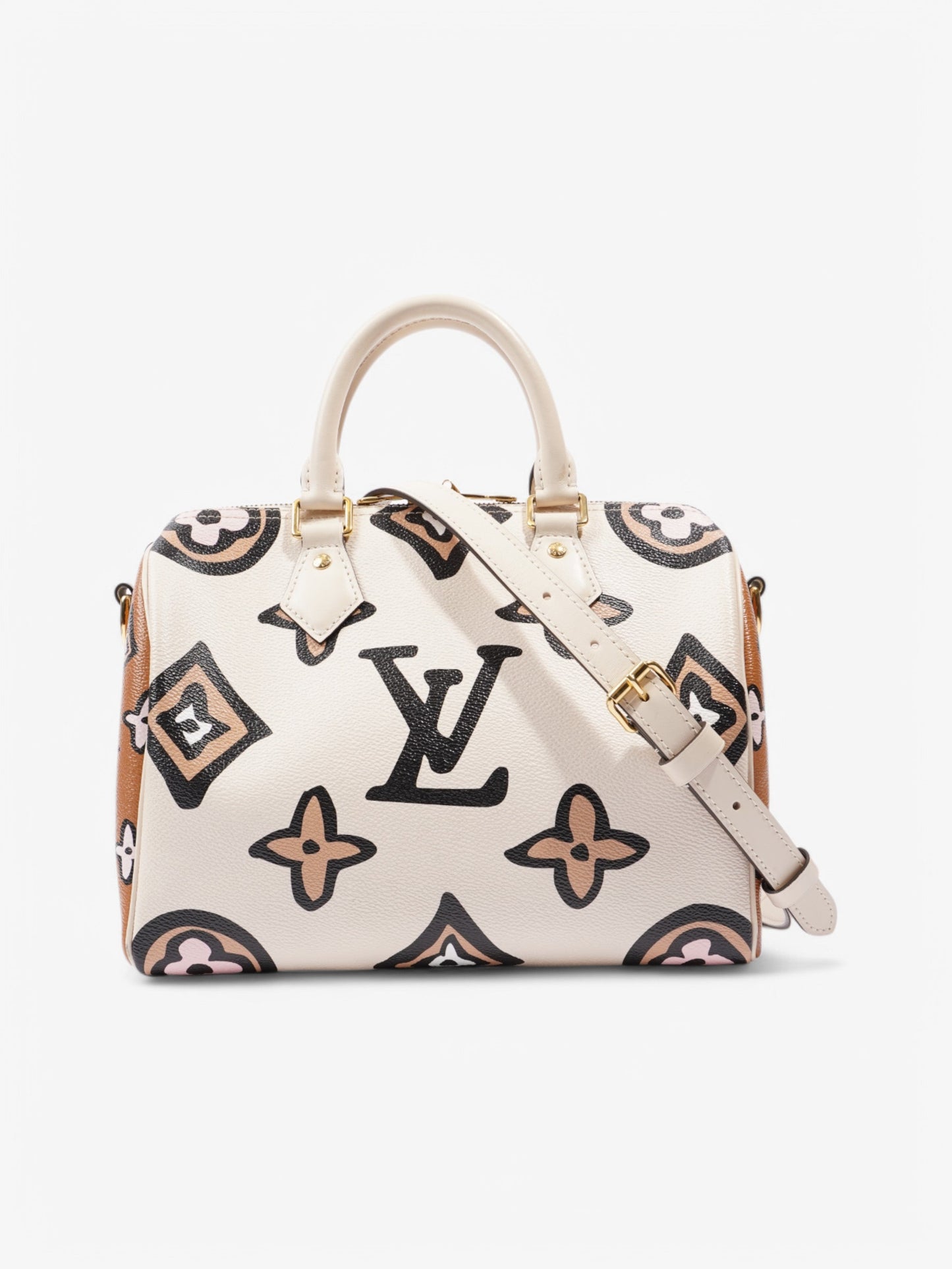 Louis Vuitton Speedy Bandouliere Cream / Brown Coated Canvas 25