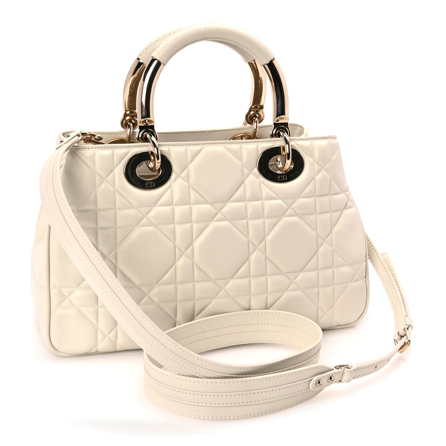 Christian Dior Calfskin Cannage Medium The Lady 95.22  White