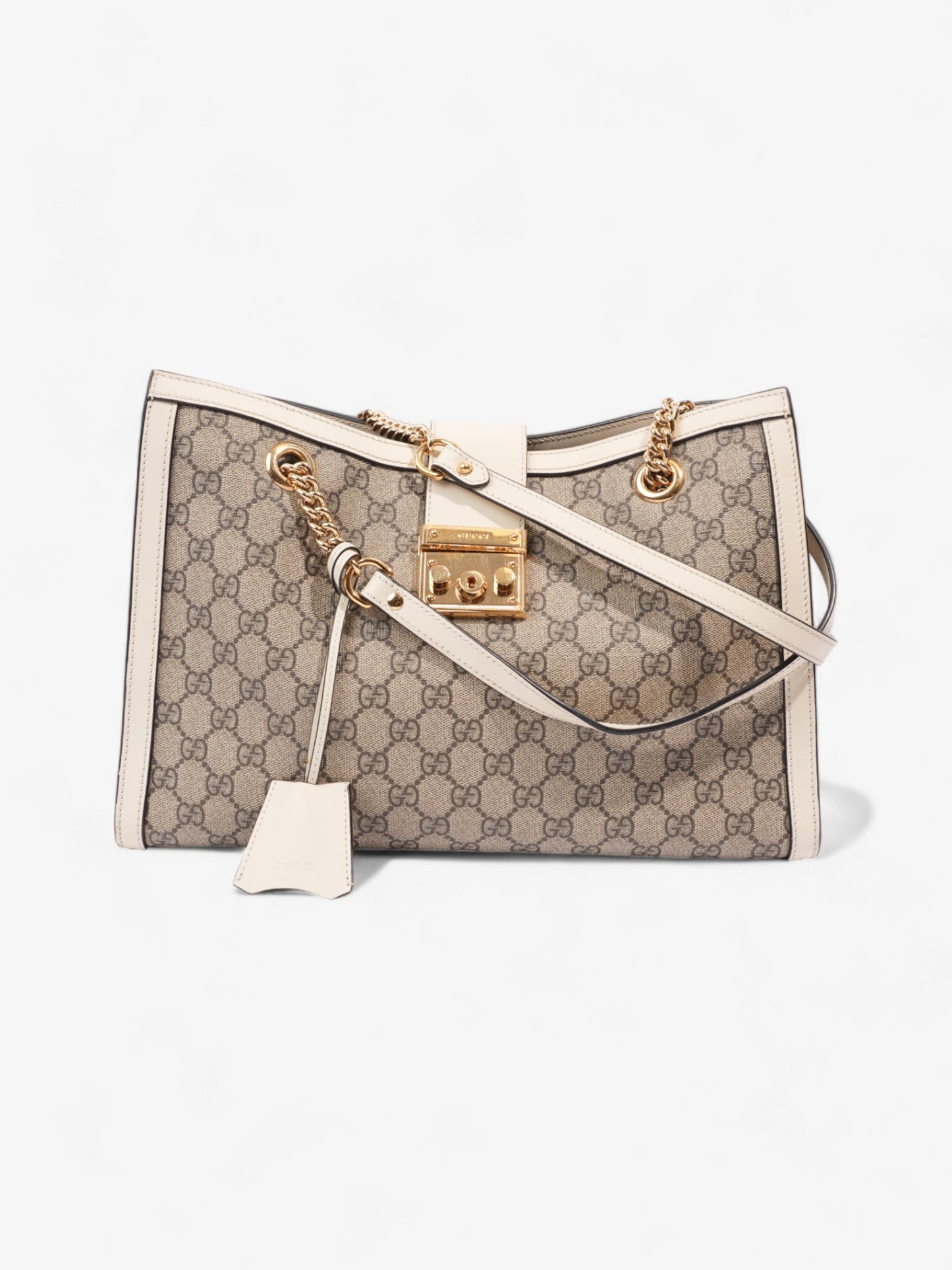 Gucci Padlock Beige And Ebony GG Supreme / Cream Coated Canvas Small