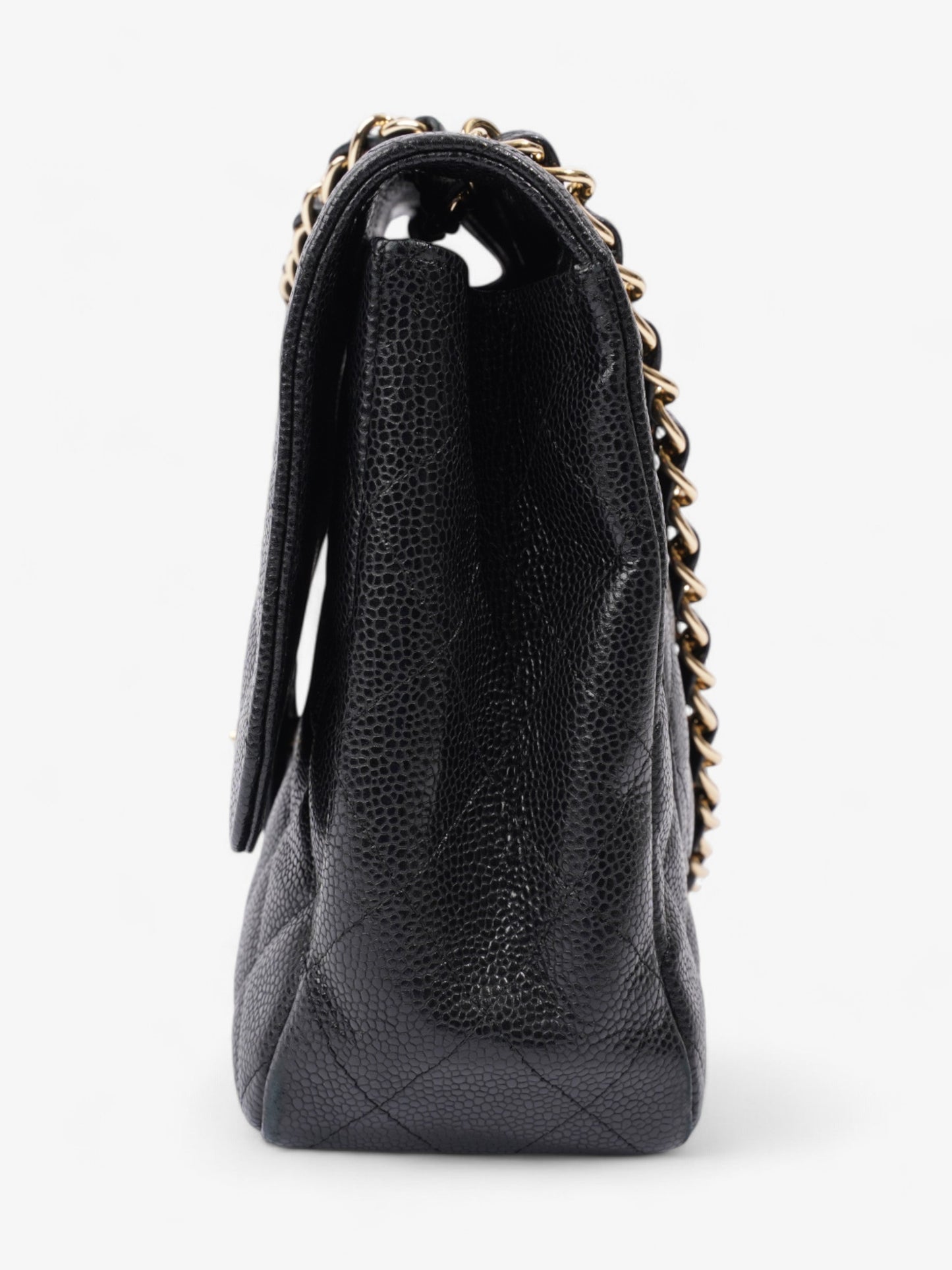 Chanel Classic Single Flap Black Caviar Leather Jumbo