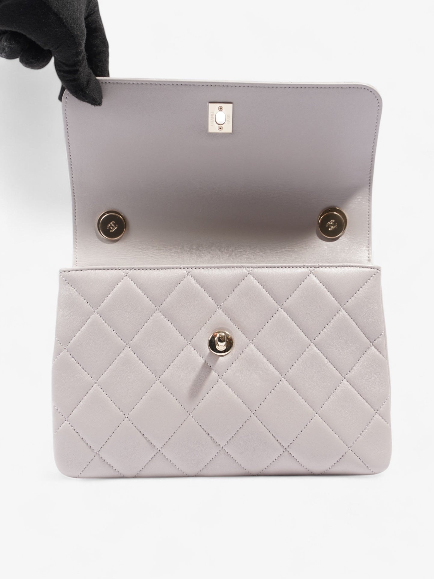 Chanel CC Trendy Bag Grey Lambskin Leather Small