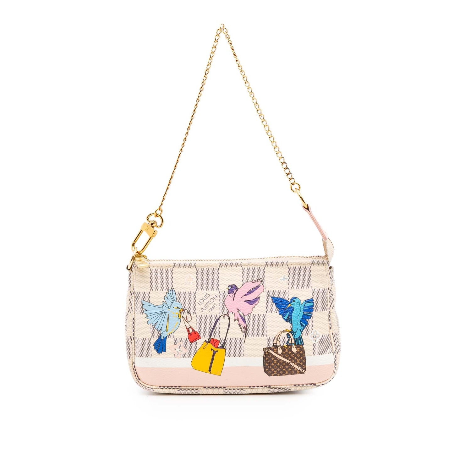 White Louis Vuitton Damier Azur Christmas Birds Mini Pochette Accessoires Handbag