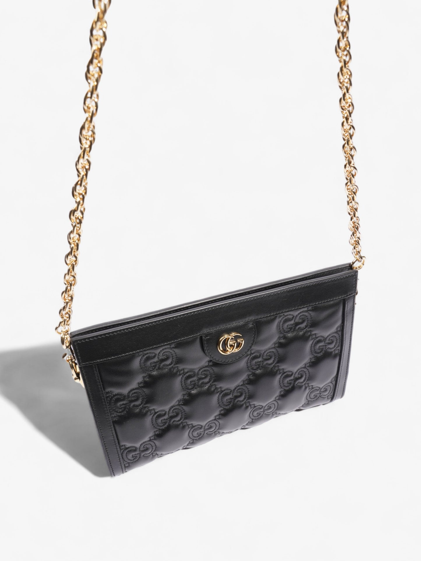 Gucci GG Shoulder Bag Black Matelasse Leather Small