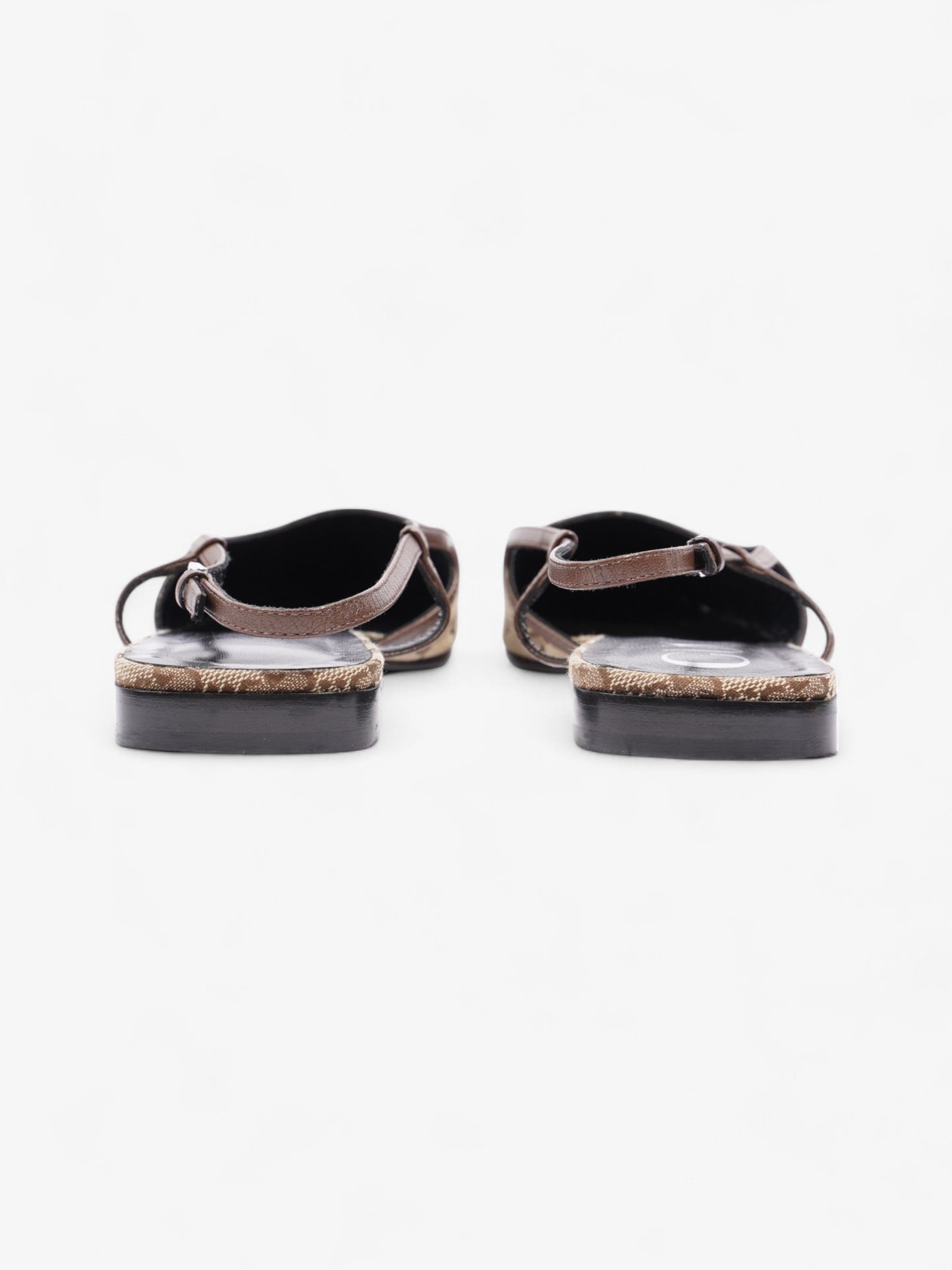 Gucci GG Slingback Pumps Beige  / Brown Canvas EU 41 UK 8.5