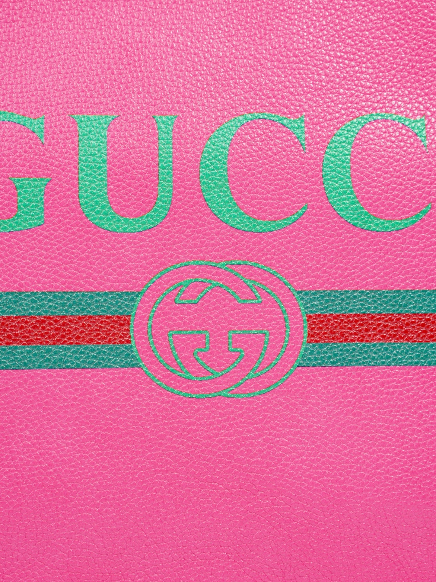 Gucci   Logo Clutch Neon Pink / Green / Red Grained Leather