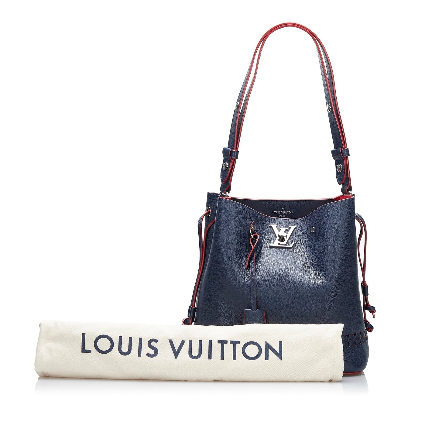 Louis Vuitton Lockme Bucket Bag Blue Braided Leather