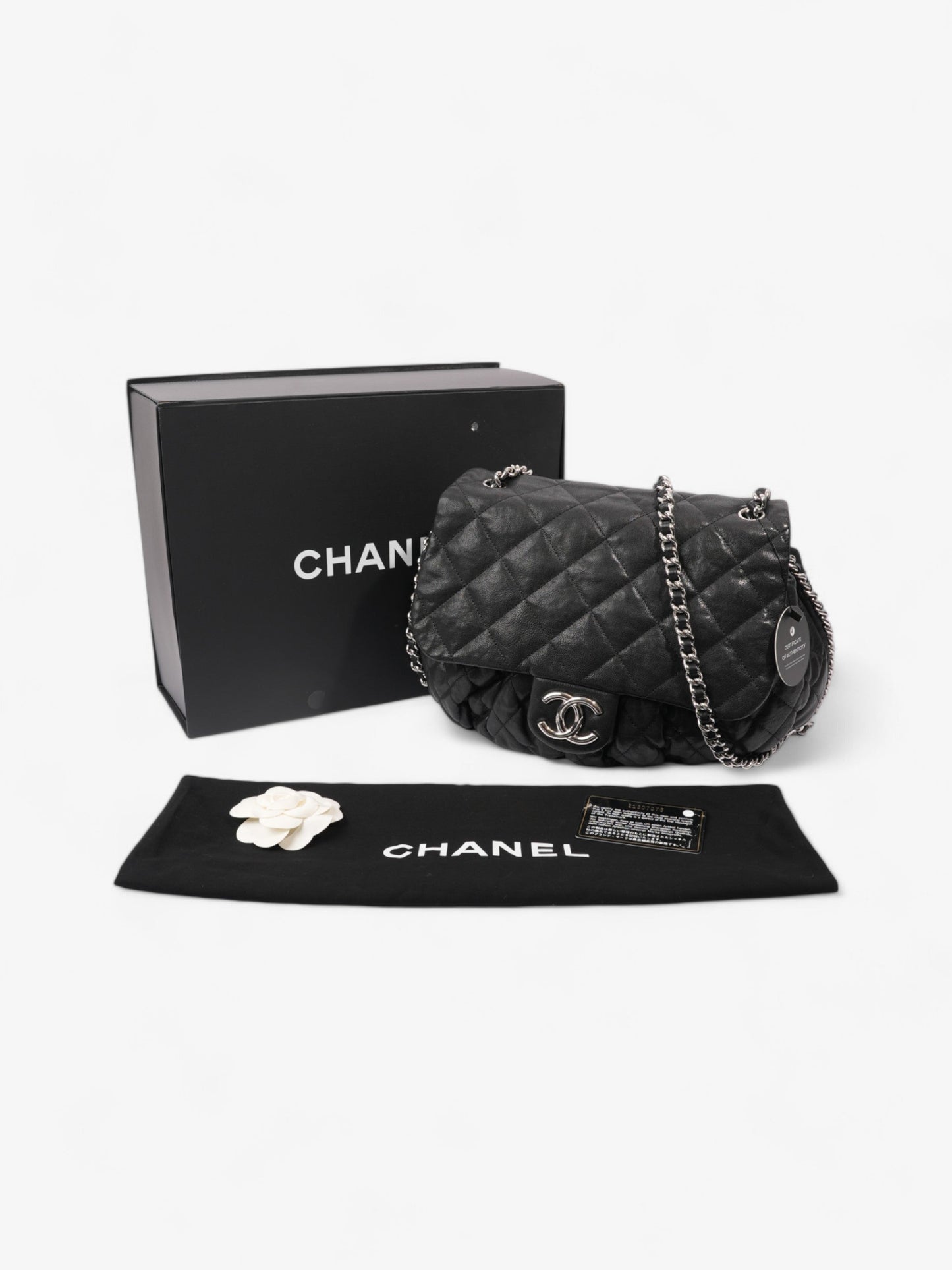 Chanel Chain Around Flap Bag Black Lambskin Leather Large