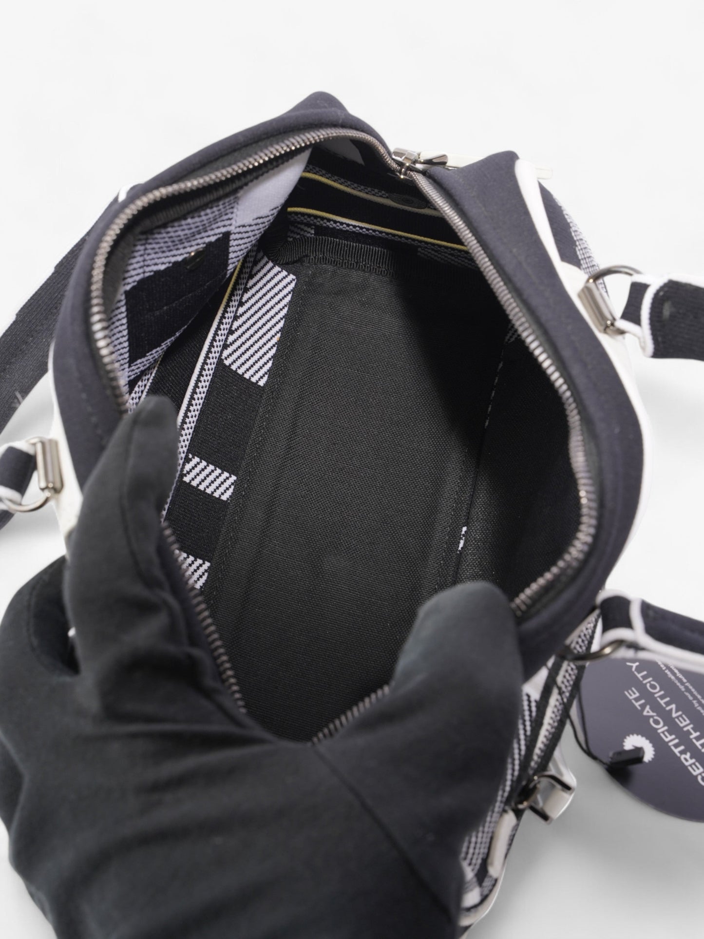 Christian Dior Vibe Zip Bowling Bag Black / White Cloth