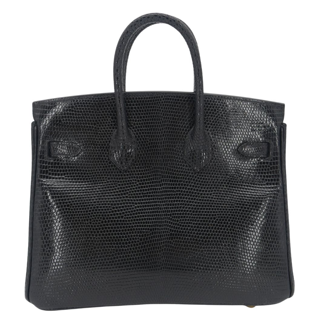 Hermes25cm Birkin Black Lizard Gold Hardware