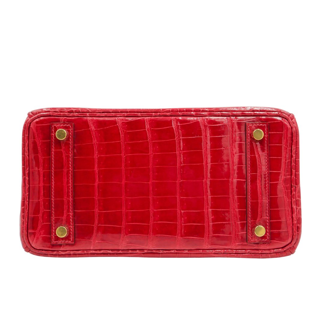 Hermes25cm Birkin Braise Shiny Niloticus Crocodile Gold Hardware