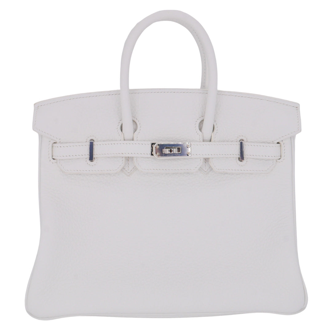 Hermes25cm Birkin HSS White Clemence Leather Palladium Hardware