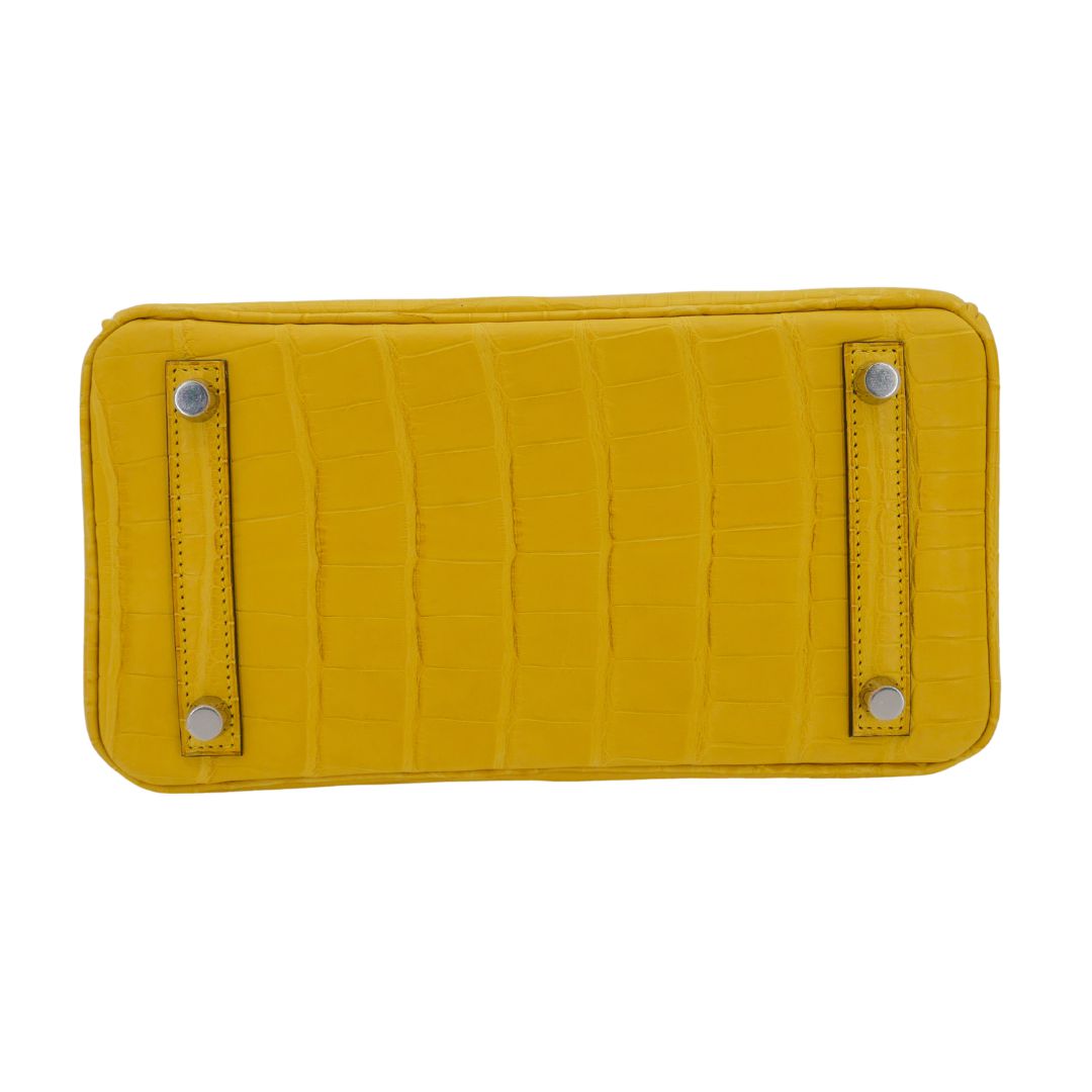 Hermes25cm Birkin Mimosa Matte Alligator Palladium Hardware