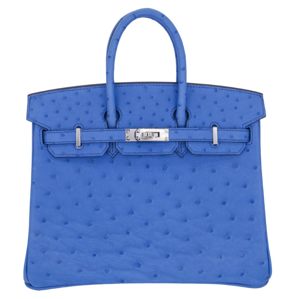 Hermes25cm Birkin Mykonos Ostrich Palladium Hardware