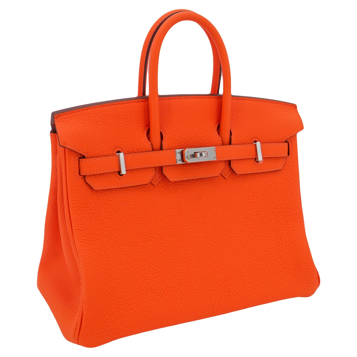 Hermes25cm Birkin Orange Minium Togo Leather Palladium Hardware