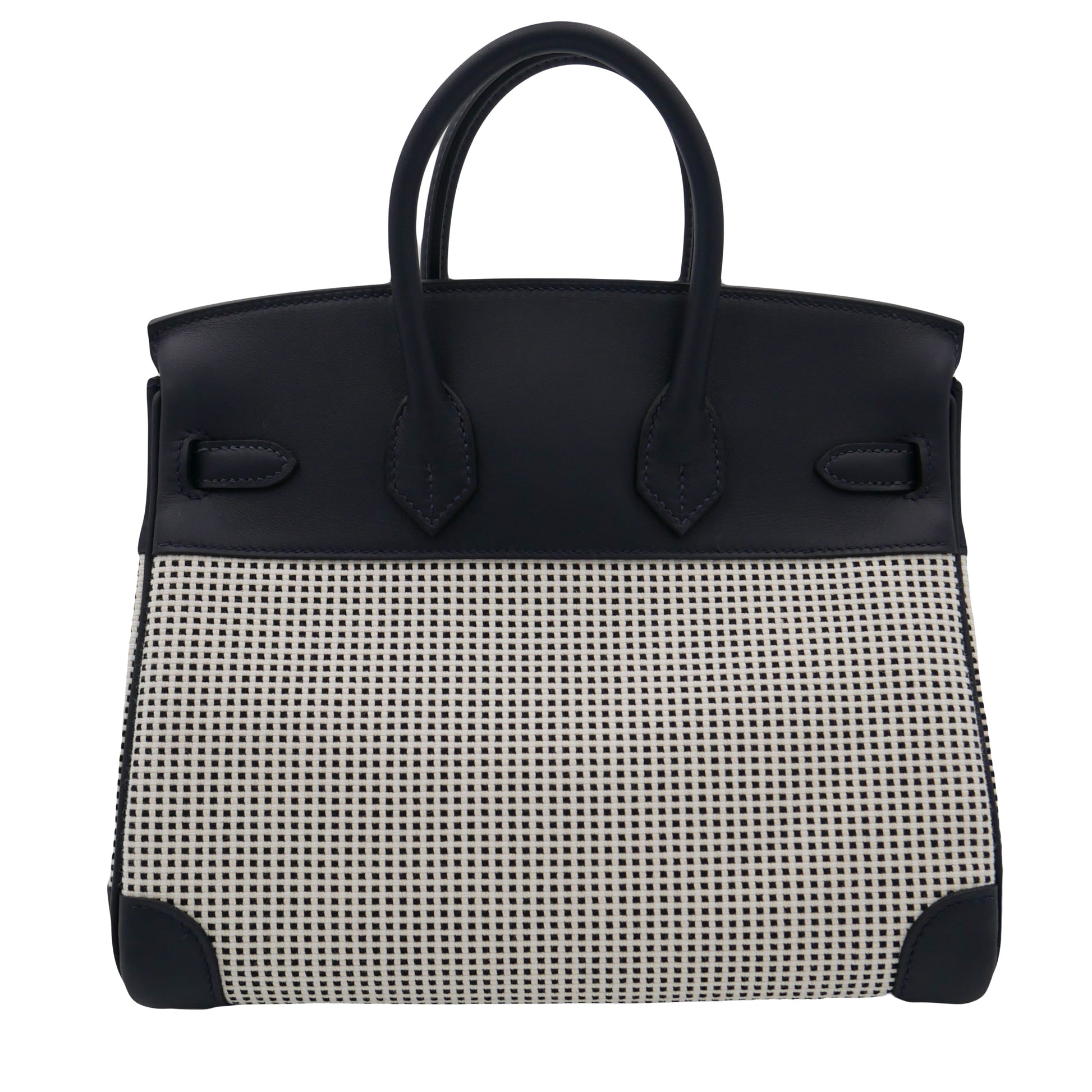 Hermes25cm Birkin Quadrille Black & White Swift Leather Toile Palladium Hardware