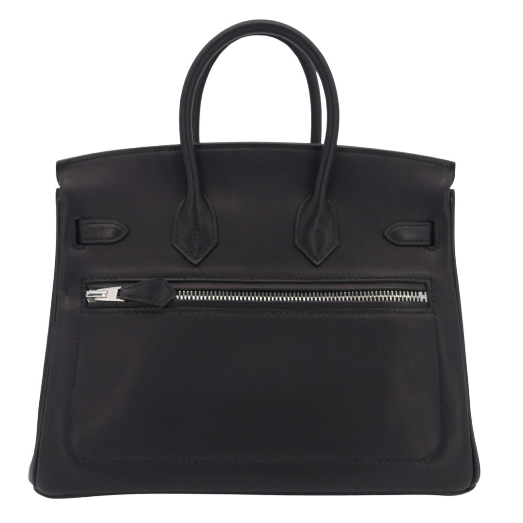 Hermes25cm Birkin Rock Black Volupto Leather Palladium Hardware