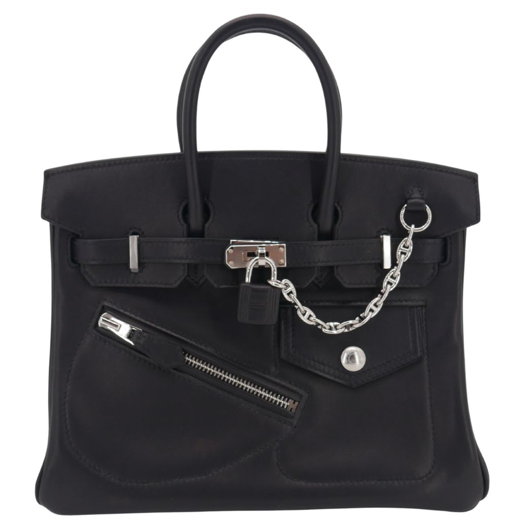 Hermes25cm Birkin Rock Black Volupto Leather Palladium Hardware