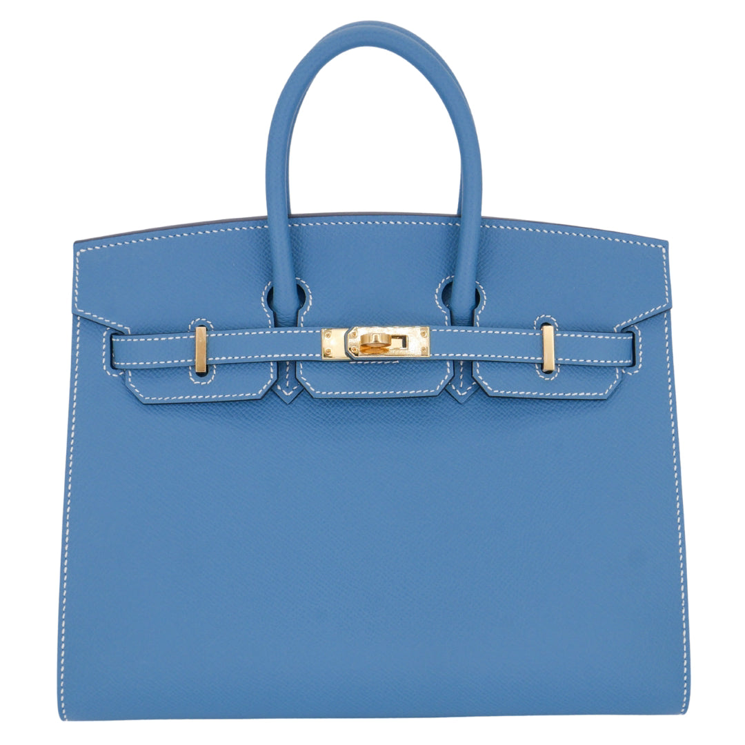 Hermes25cm Birkin Sellier Bleu Jean Epsom Leather Gold Hardware