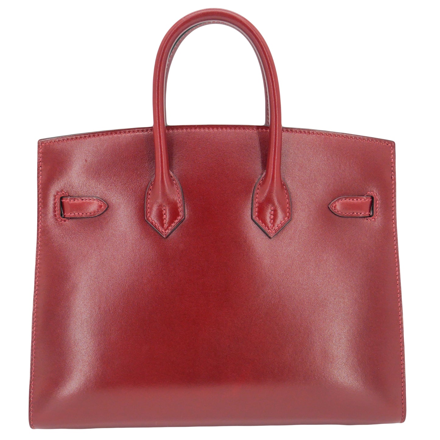 Hermes25cm Birkin Sellier Rouge H Box Calf Leather Palladium Hardware