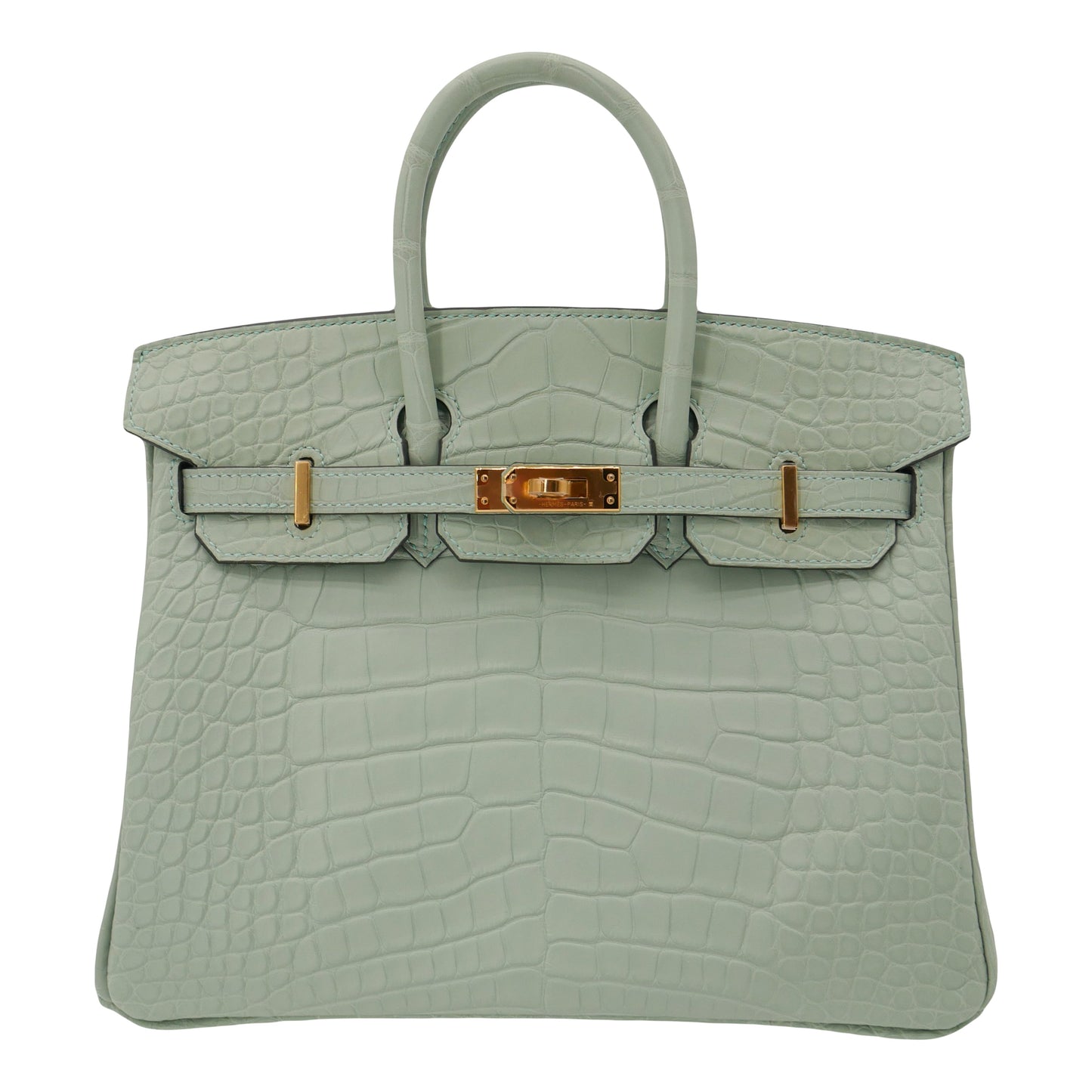 Hermes25cm Birkin Vert d'Eau Matte Alligator Gold Hardware