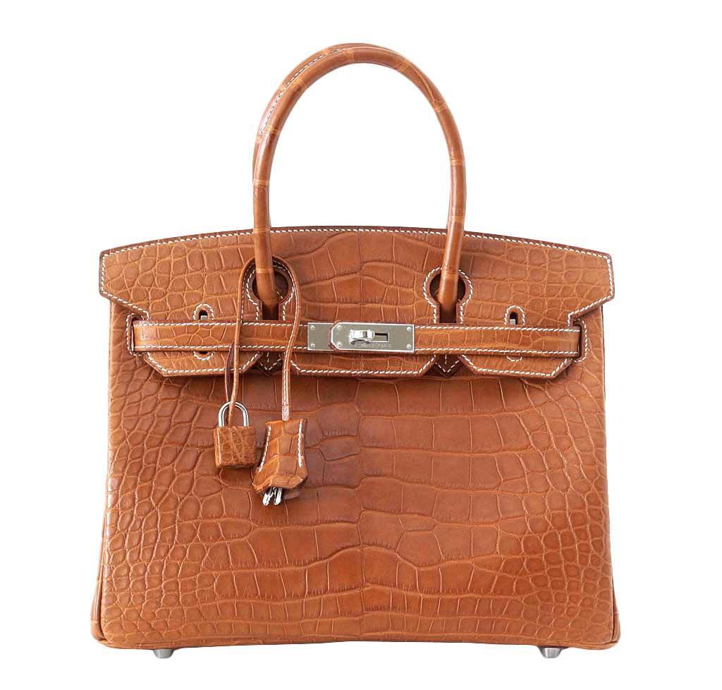 HermesBirkin 30 Alligator Fauve Barenia Bag