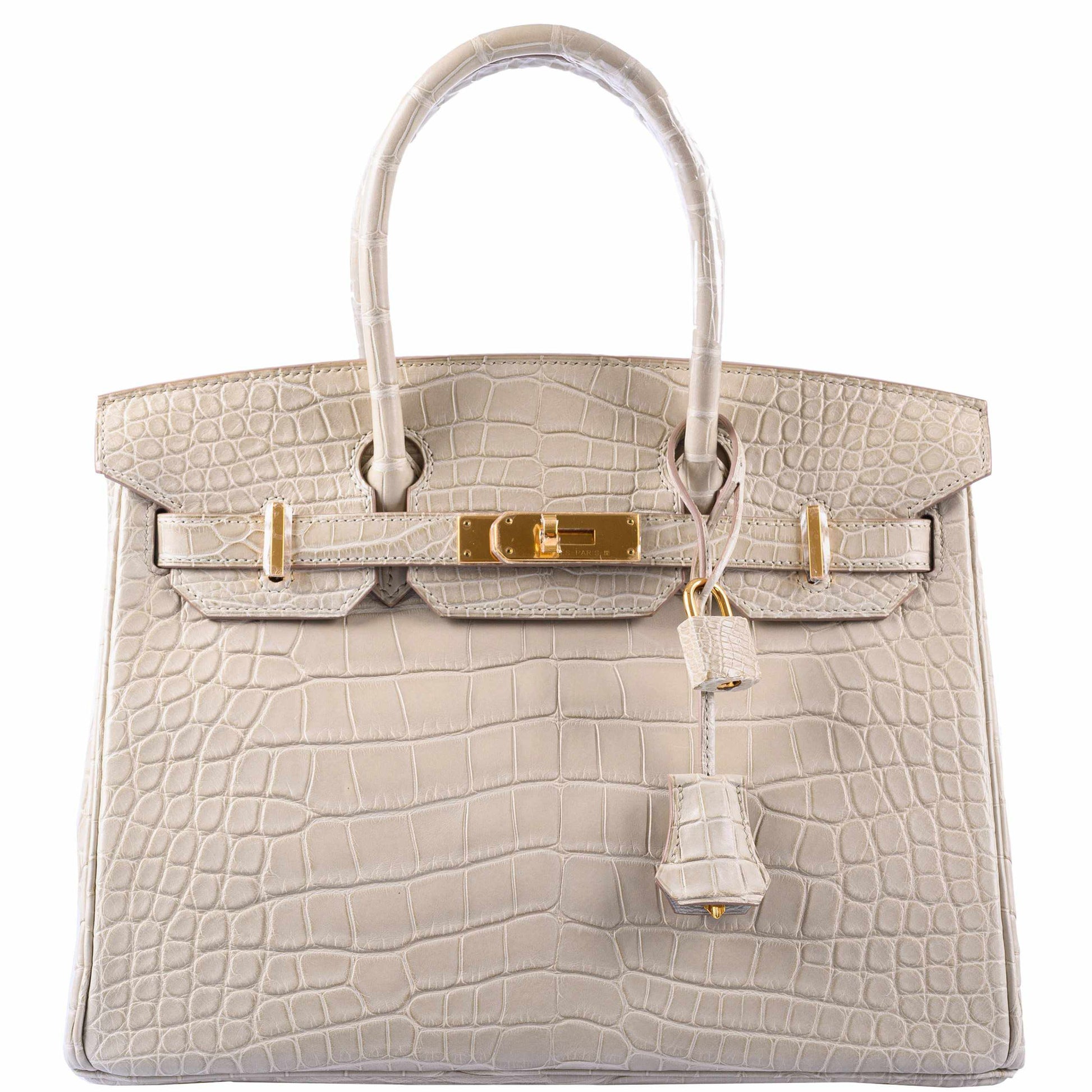 HermesBirkin 30 Beton Matte Alligator Gold Hardware - A