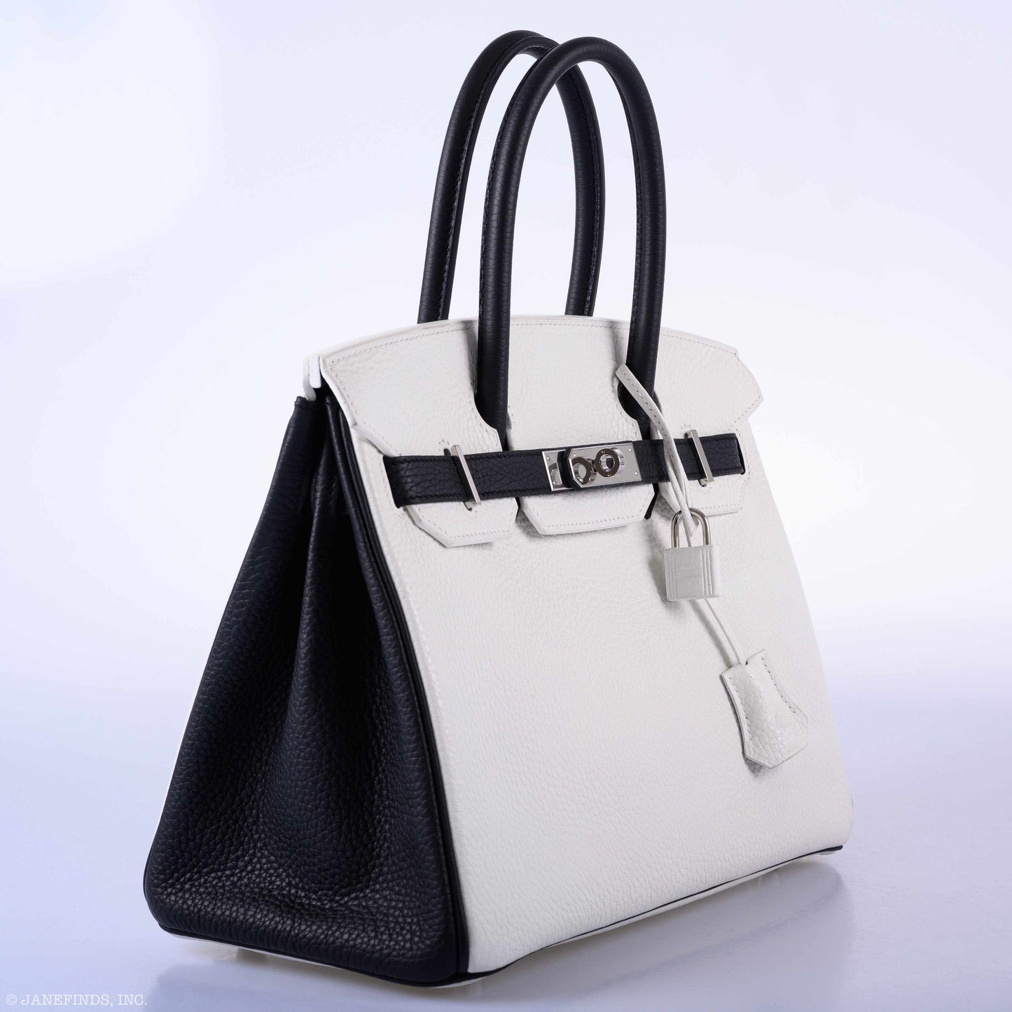 HermesBirkin 30 Bi-Color Black & White Togo Palladium Hardware - 2018, C