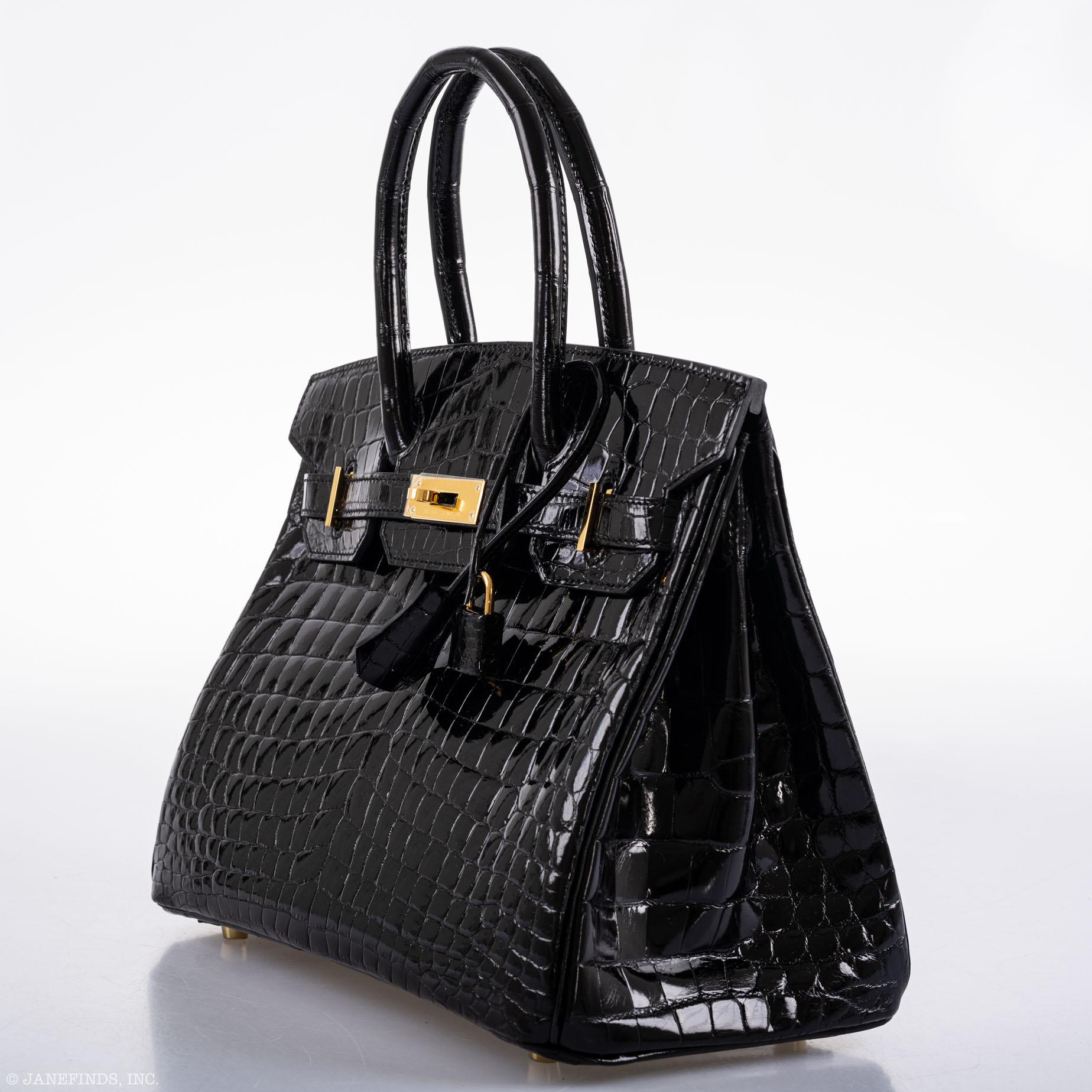 HermesBirkin 30 Black Nilo Crocodile Gold Hardware - 2019, D