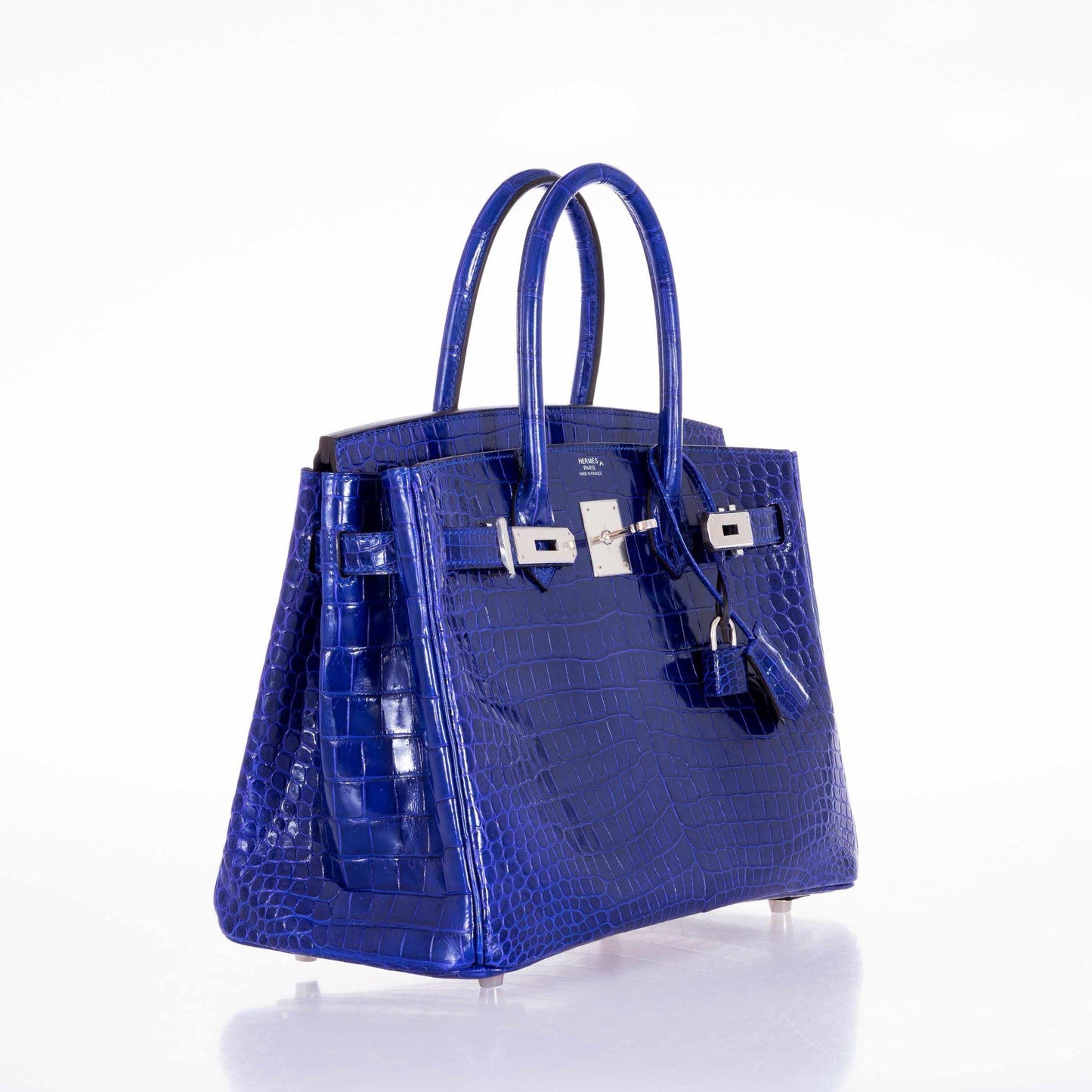 HermesBirkin 30 Blue Electric Porosus Crocodile Palladium Hardware