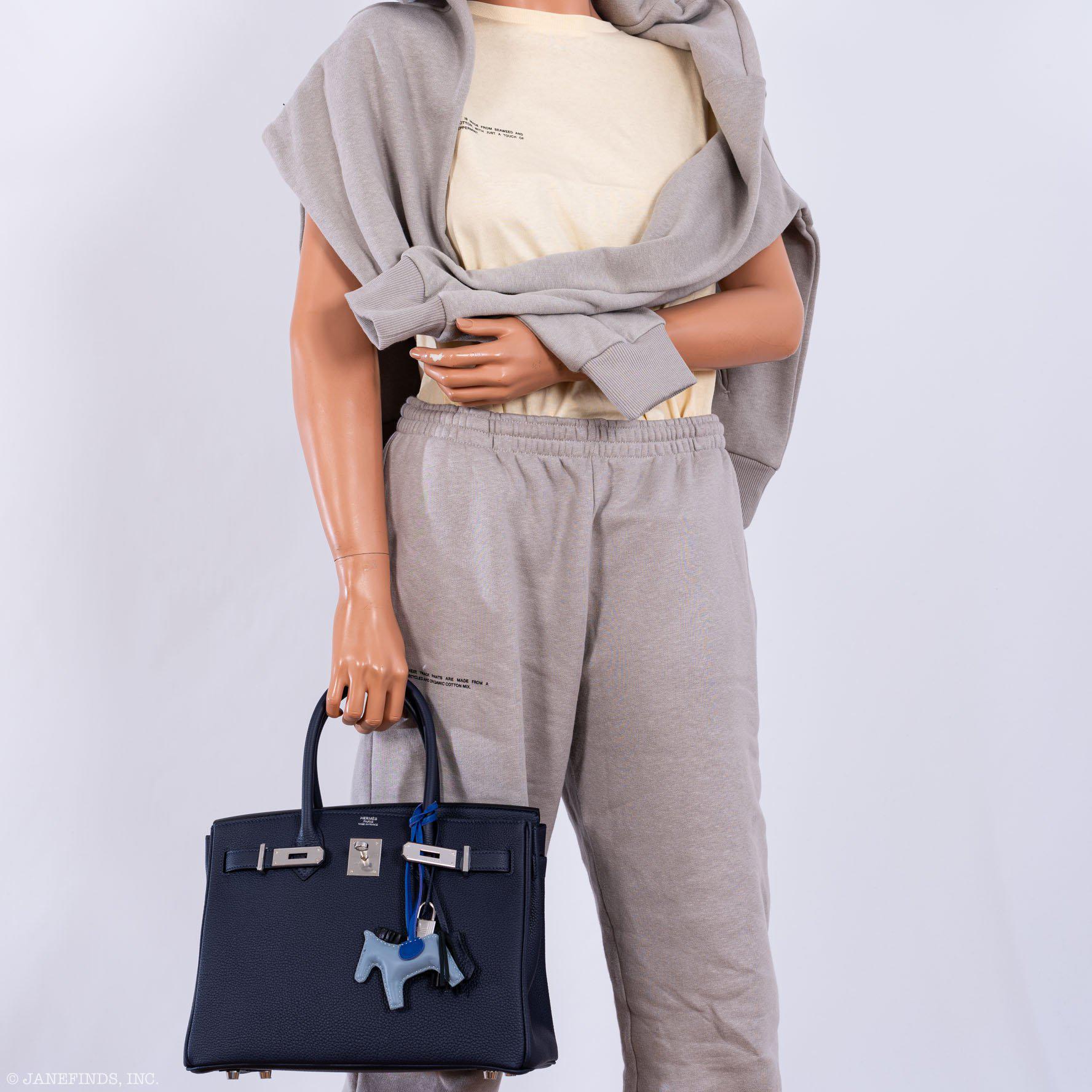 HermesBirkin 30 Blue Nuit Togo Leather with Palladium Hardware - 2020, Y