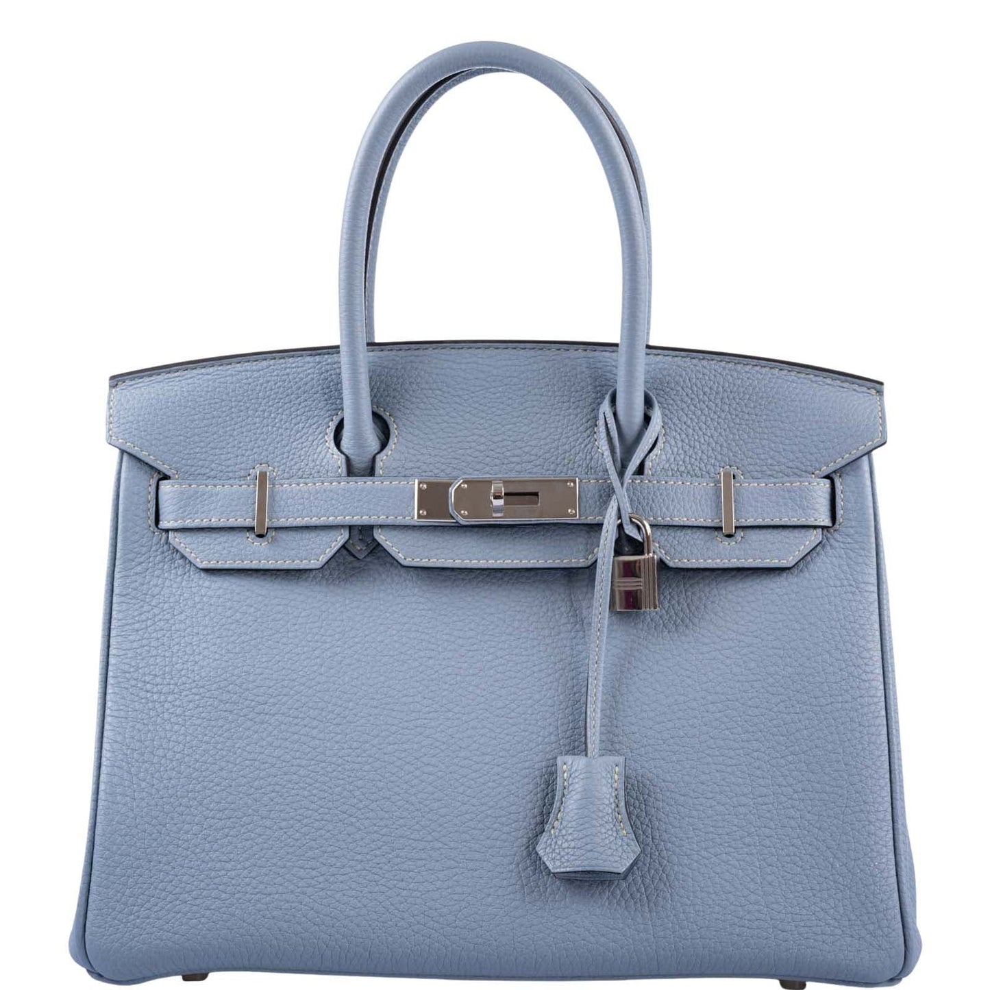 HermesBirkin 30 Blue Saint Cyr Clemence Palladium Hardware