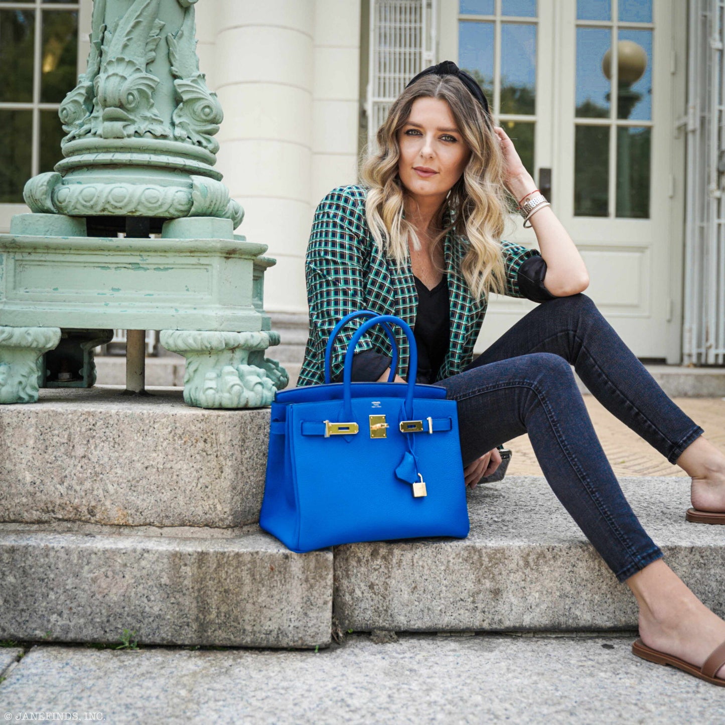 HermesBirkin 30 Blue Zellige Togo with Gold Hardware