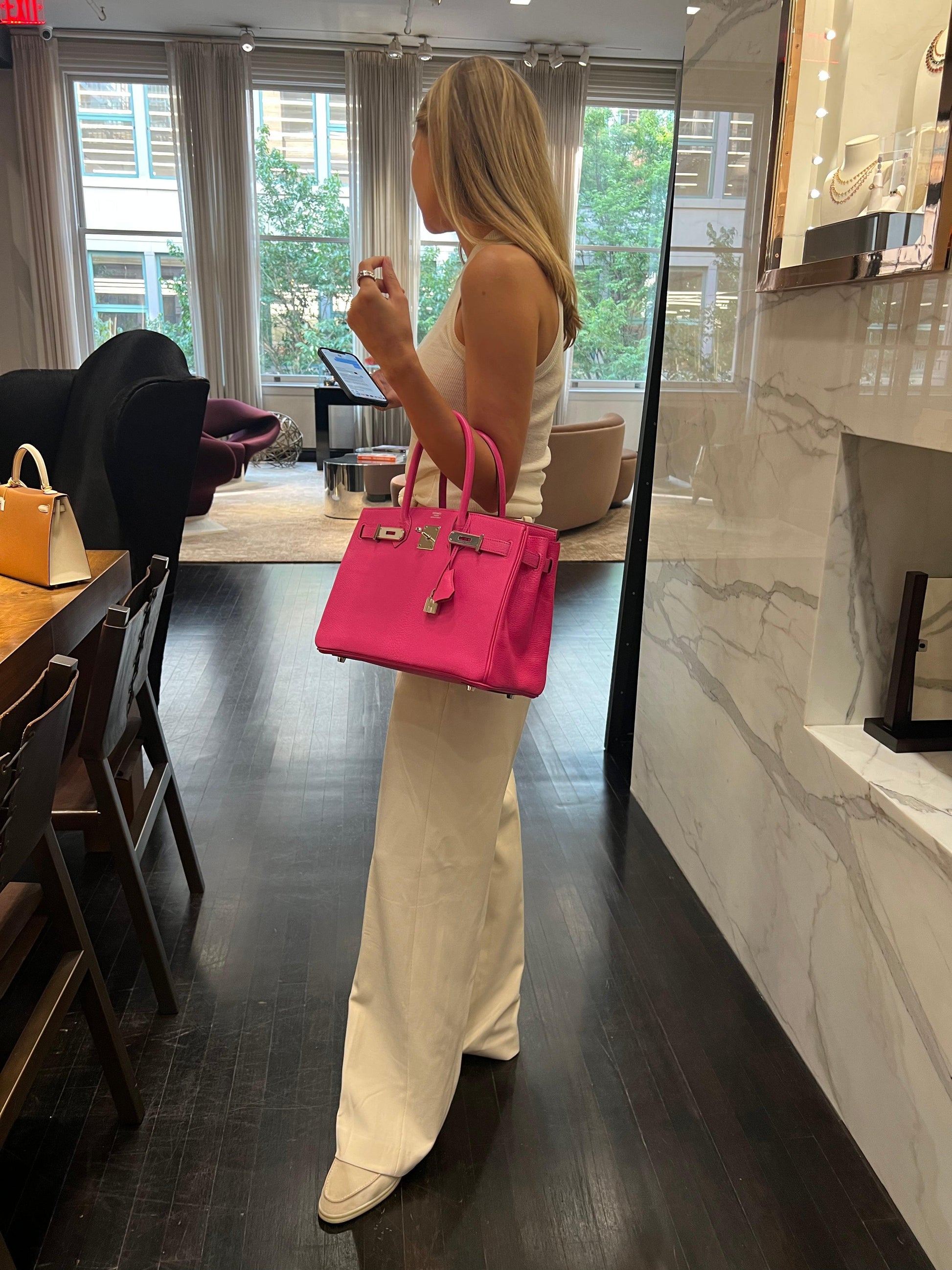 HermesBirkin 30 Candy Collection Rose Tyrien Chèvre Palladium Hardware
