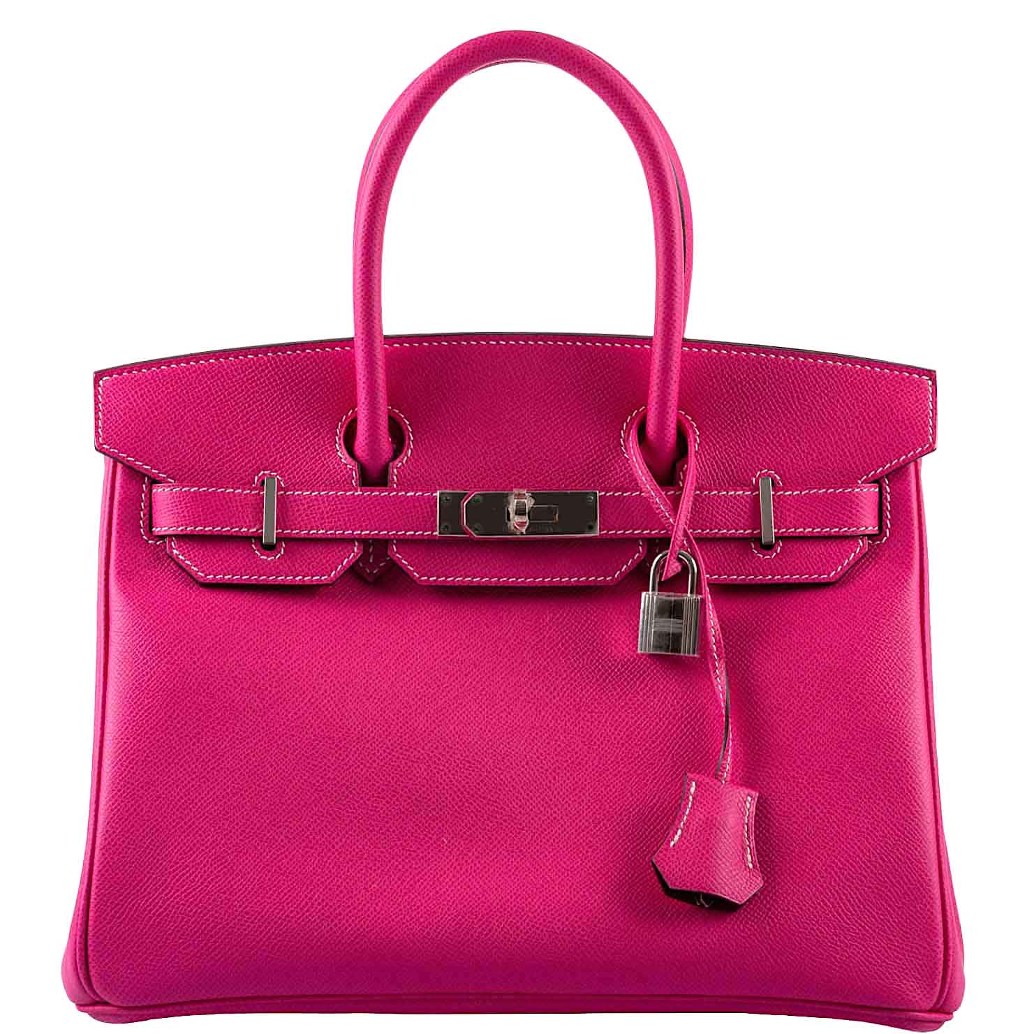 HermesBirkin 30 Candy Collection Rose Tyrien & Rubis Epsom White Stitching Palladium Hardware - Q, Square
