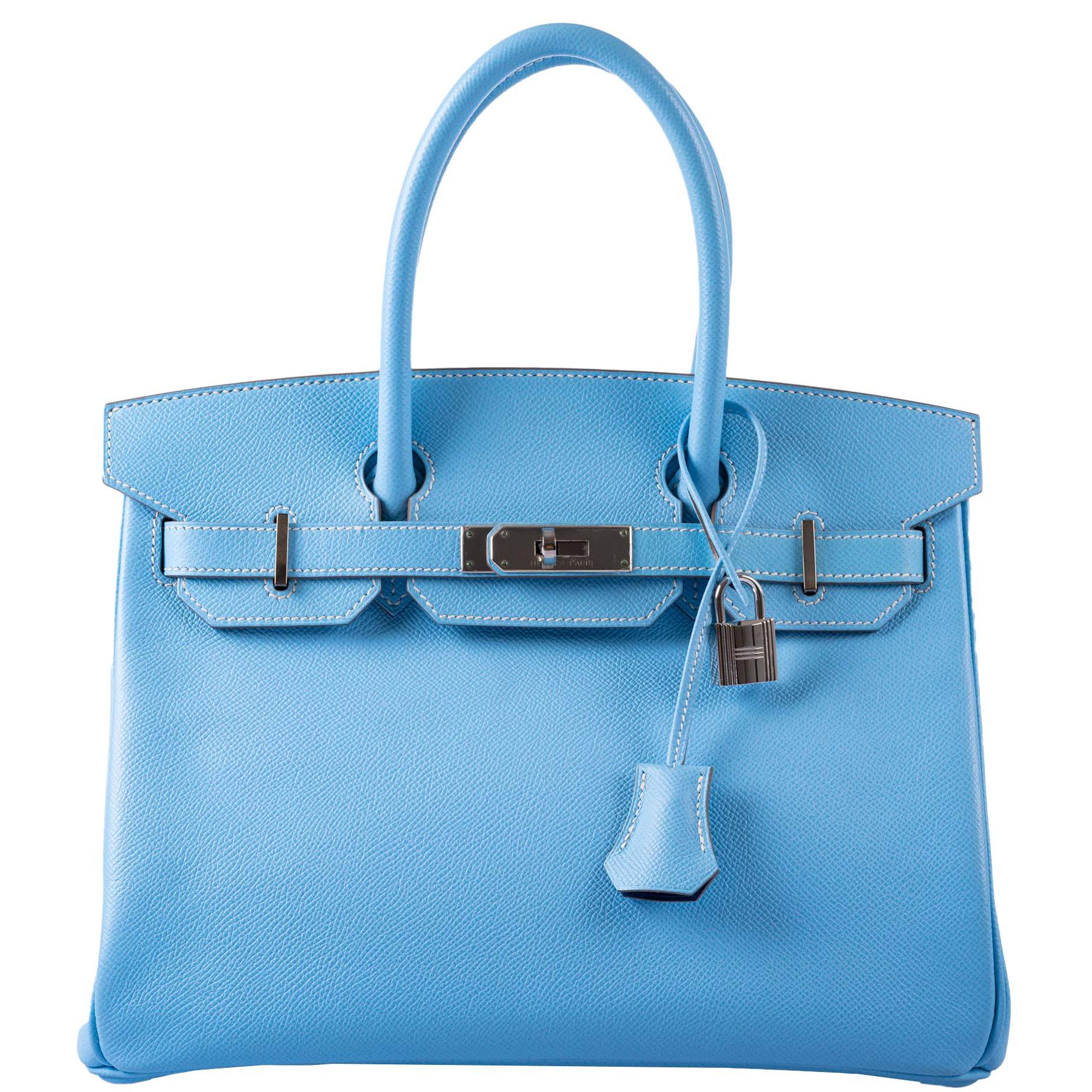 HermesBirkin 30 Celeste Blue Epsom Palladium Hardware