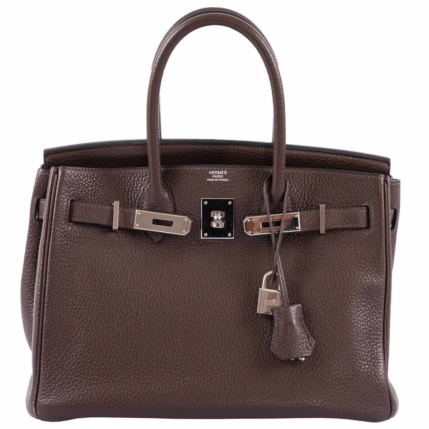 HermesBirkin 30 Chocolat Clemence Palladium Hardware