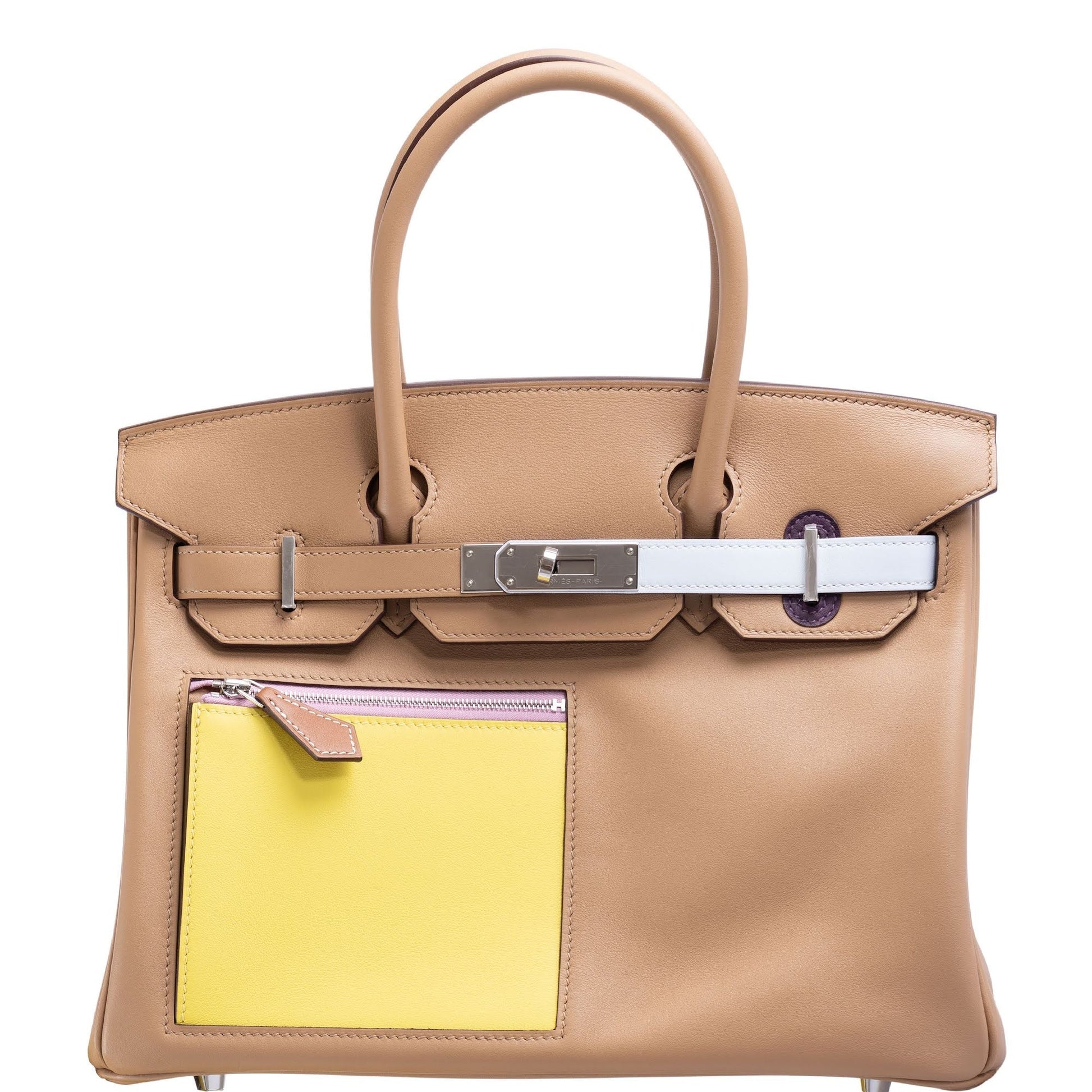 HermesBirkin 30 Colormatic Chai, Lime, Blue Brume, Cassis Swift Leather Palladium Hardware