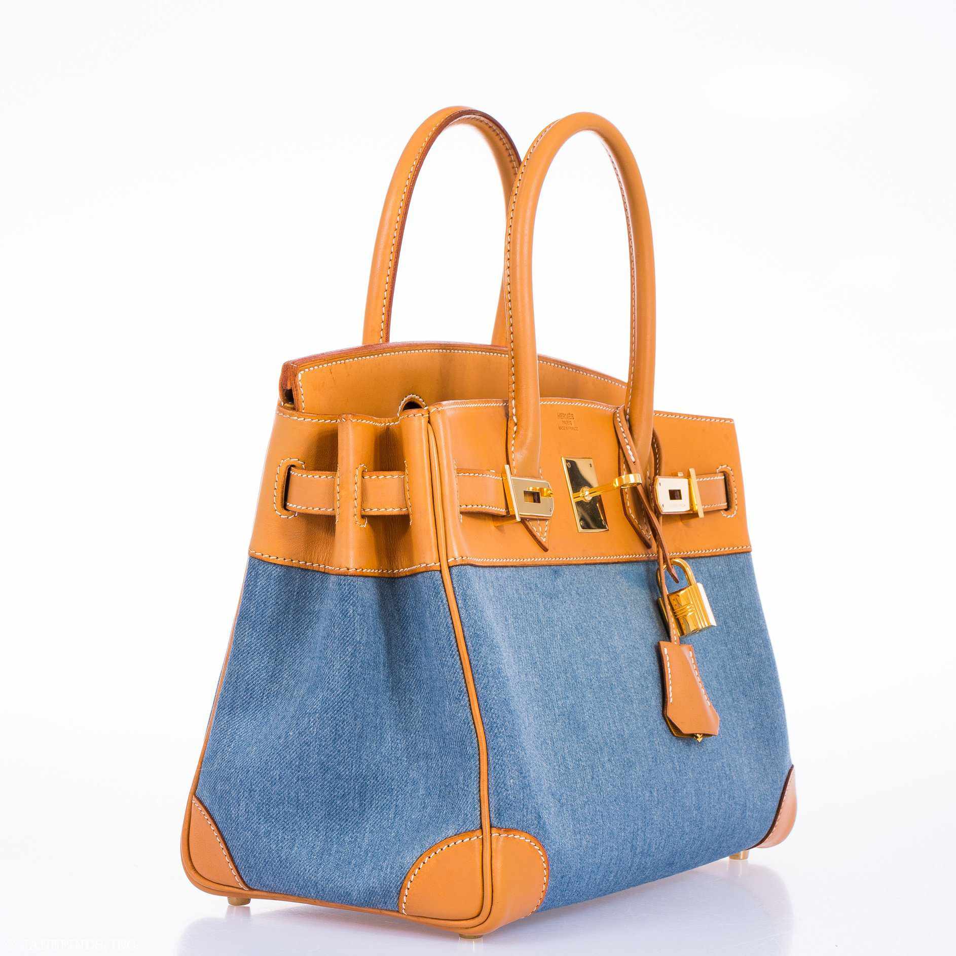 HermesBirkin 30 Denim & Vache Naturelle Gold Hardware - Limited Edition