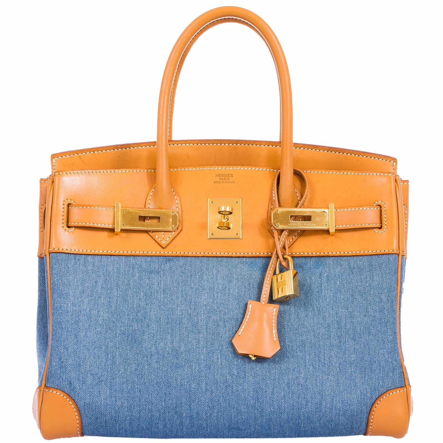 HermesBirkin 30 Denim & Vache Naturelle Gold Hardware - Limited Edition