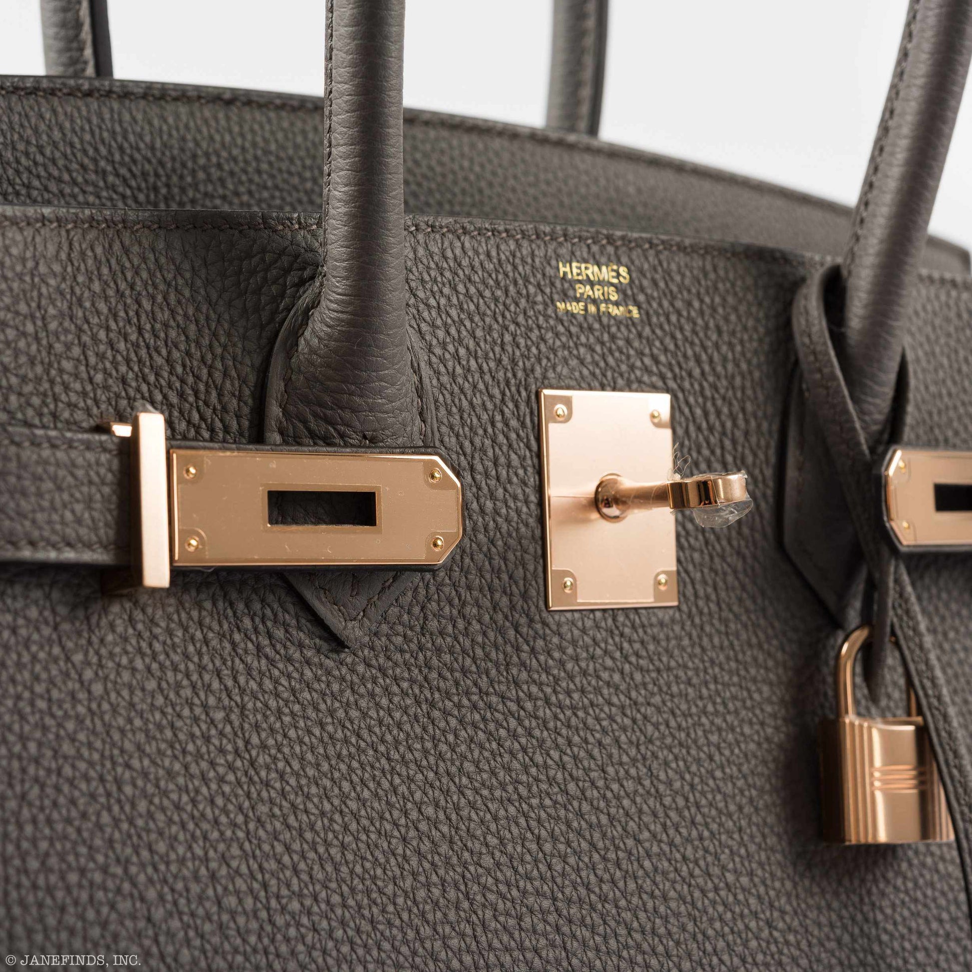 HermesBirkin 30 Etain Tin Grey Togo Rose Gold Hardware
