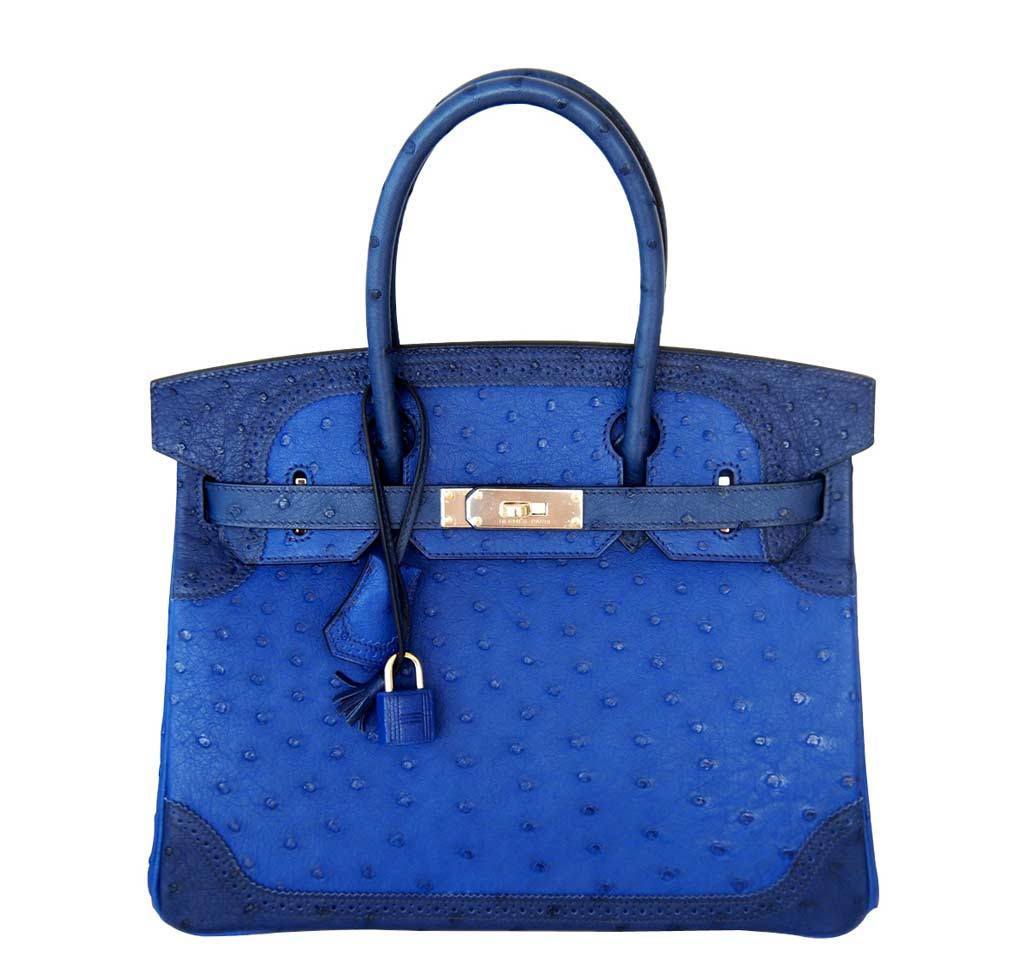 HermesBirkin 30 Ghillies Bag Tri-Color Blue - Limited Edition