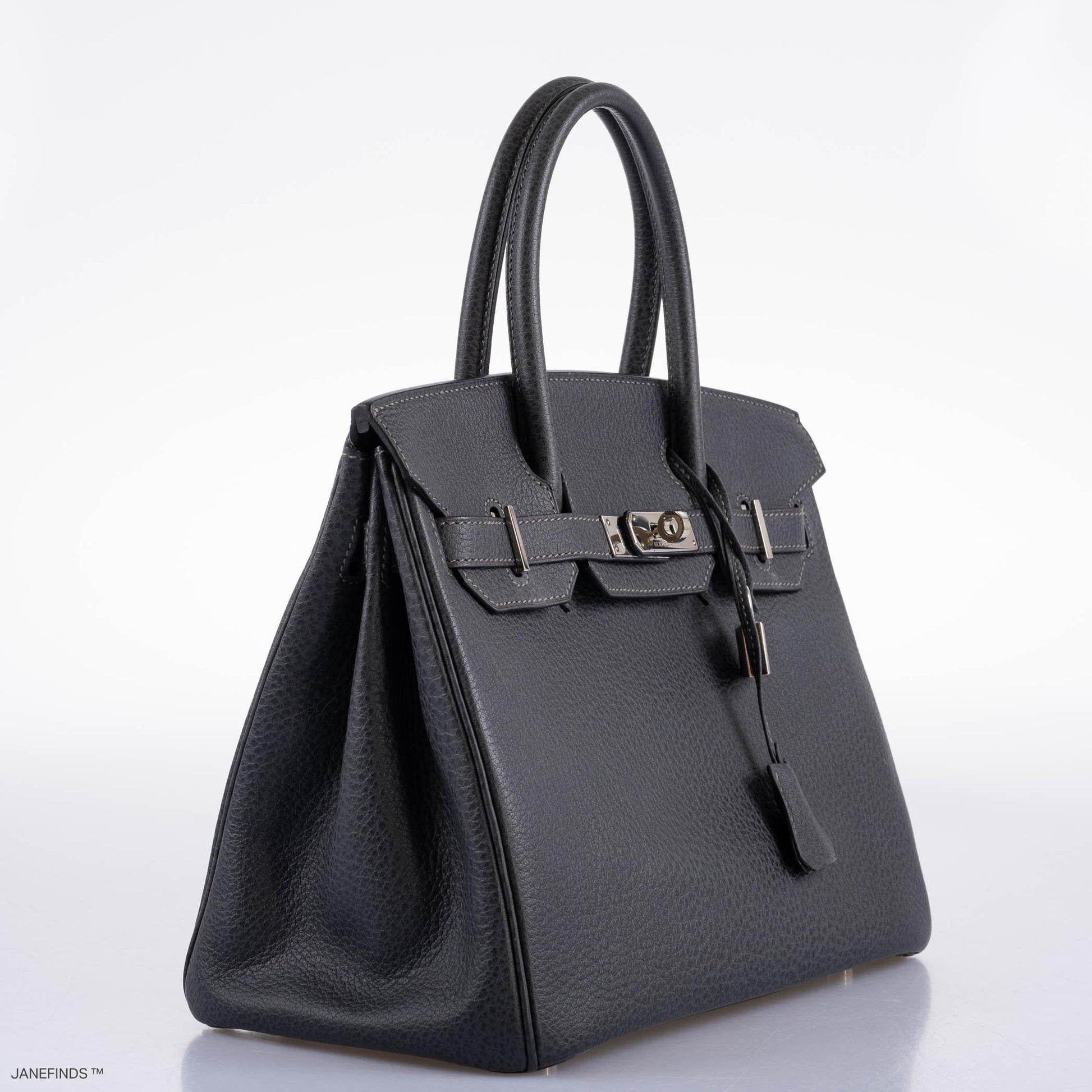 HermesBirkin 30 Graphite Buffalo with Palladium Hardware - 2005, I Square