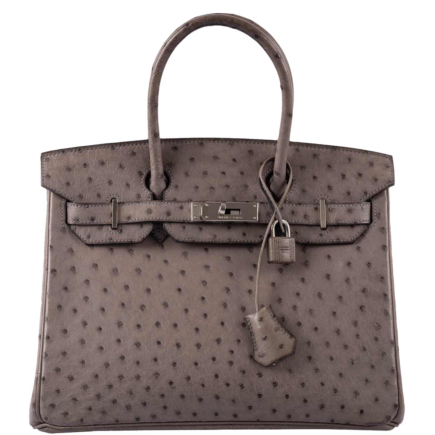 HermesBirkin 30 Gris Tourterelle Ostrich Palladium Hardware